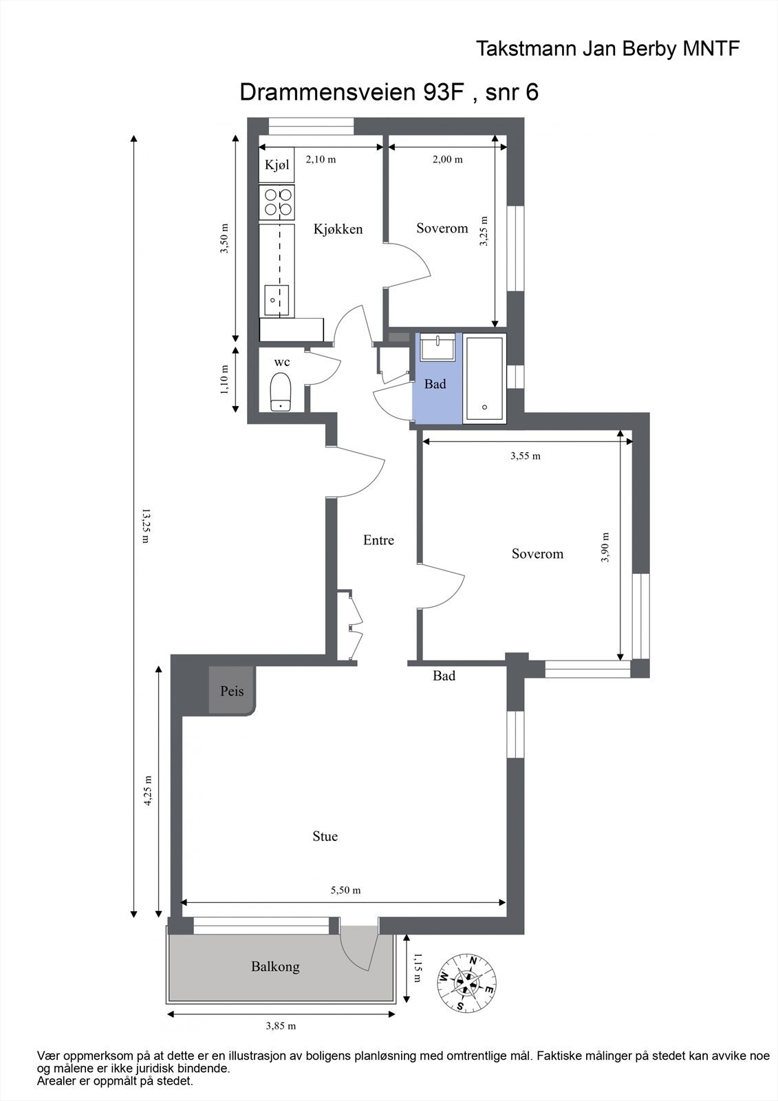 Plantegning. I tillegg medfølger 8 m² bod i kjelleren. Galleribilde