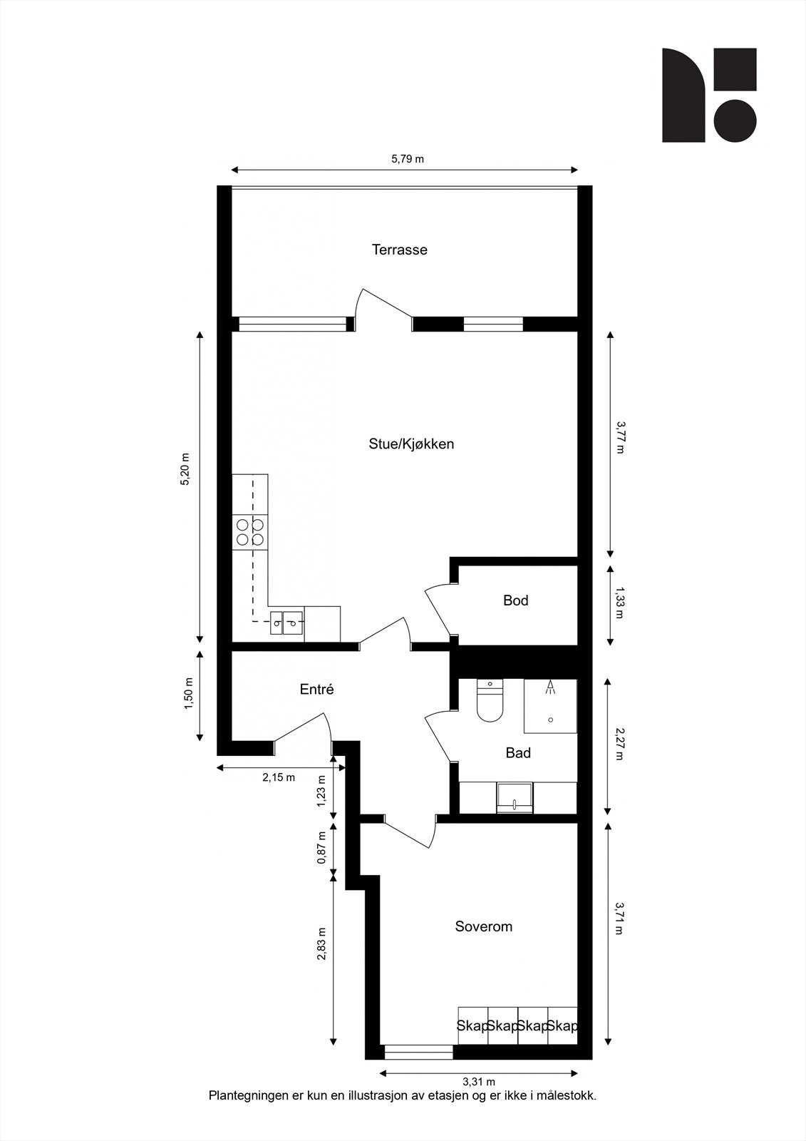 Plantegning utarbeidet av Boligtilstand AS Galleribilde