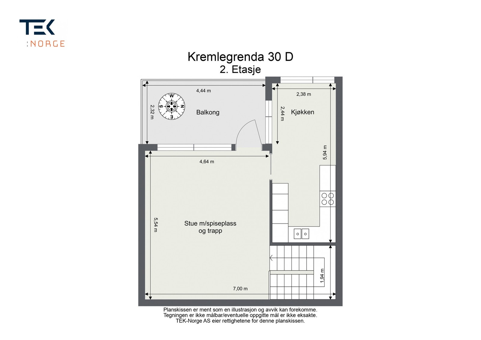 Plantegning, Kremlegrenda 30 D, 2. etasje Galleribilde