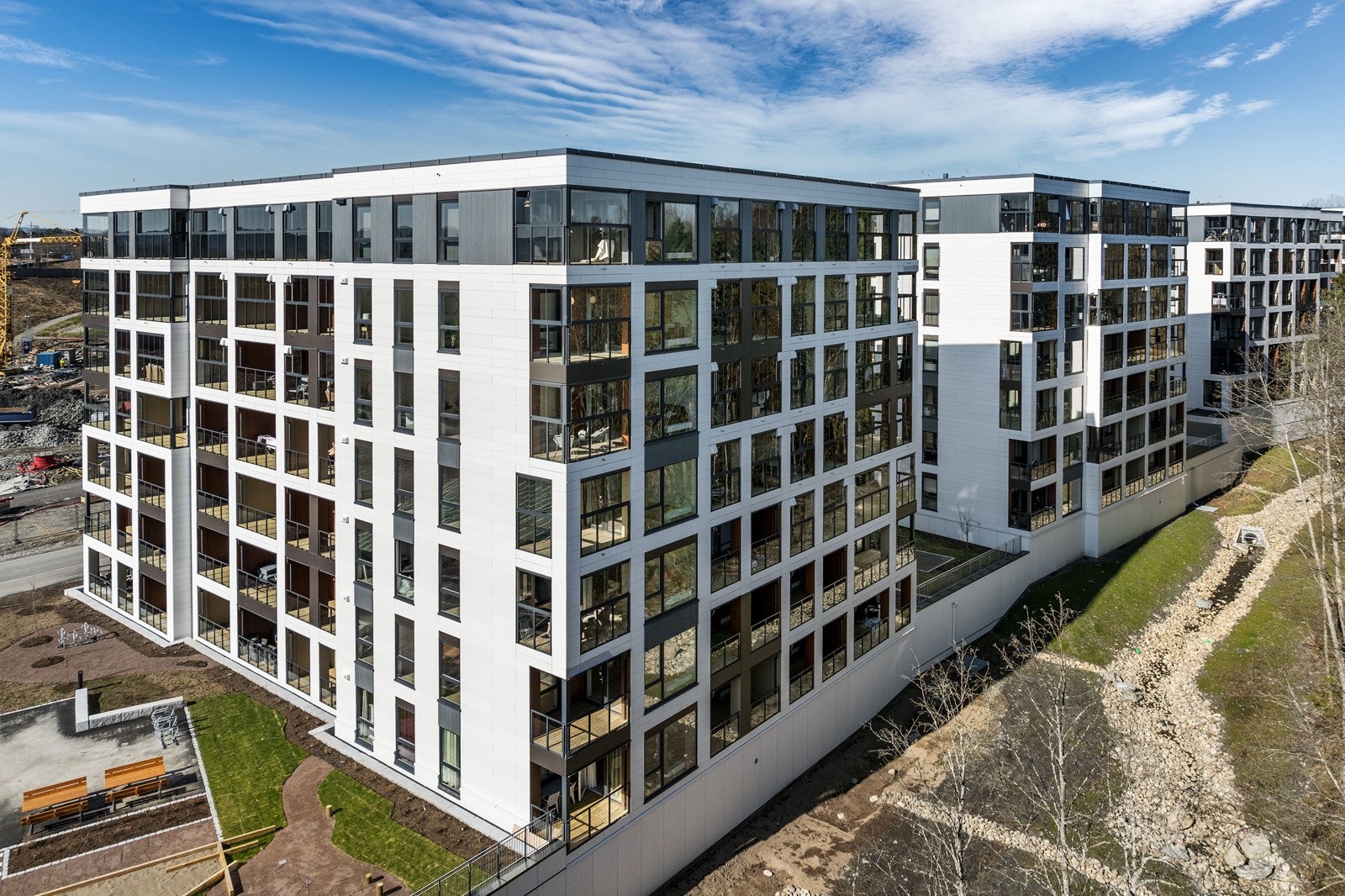 Bygg M består av 63 boligenheter, nyoppført i 2026. Galleribilde