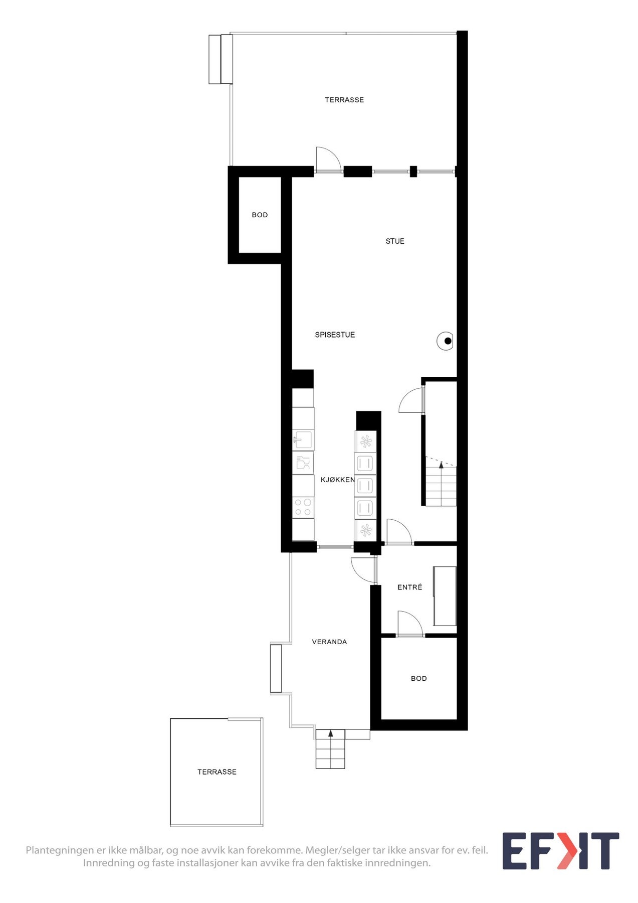 Plantegning som viser boligens 1. etasje. Galleribilde