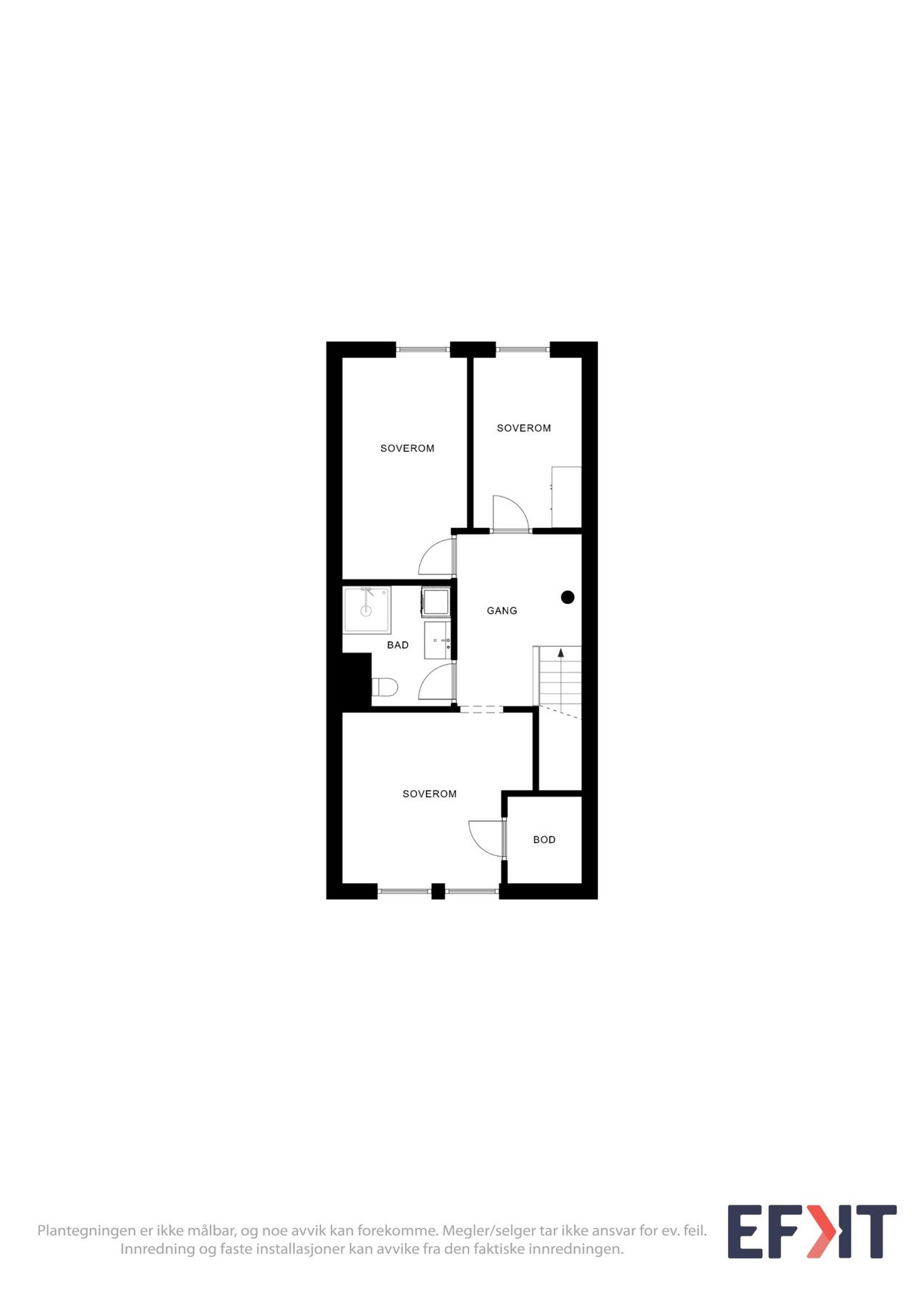 Plantegning som viser boligens 2. etasje. Galleribilde