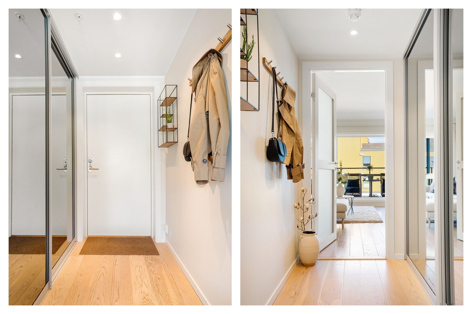Velkommen inn! Pen og lys gang med skyvedørsgarderobe Galleribilde
