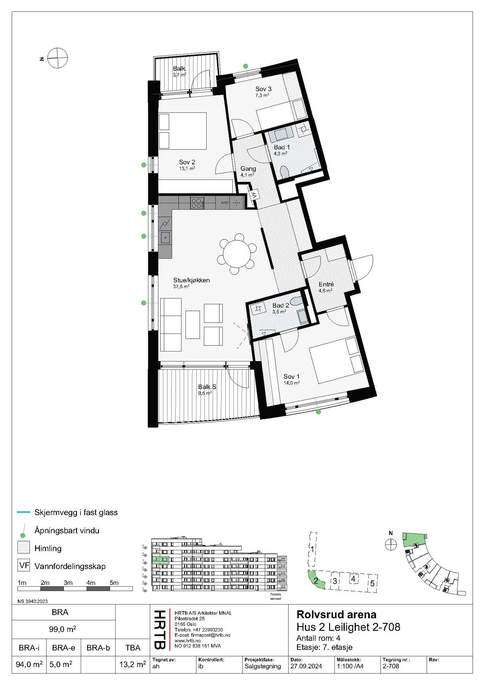 Plantegning - leilighet 708 Galleribilde