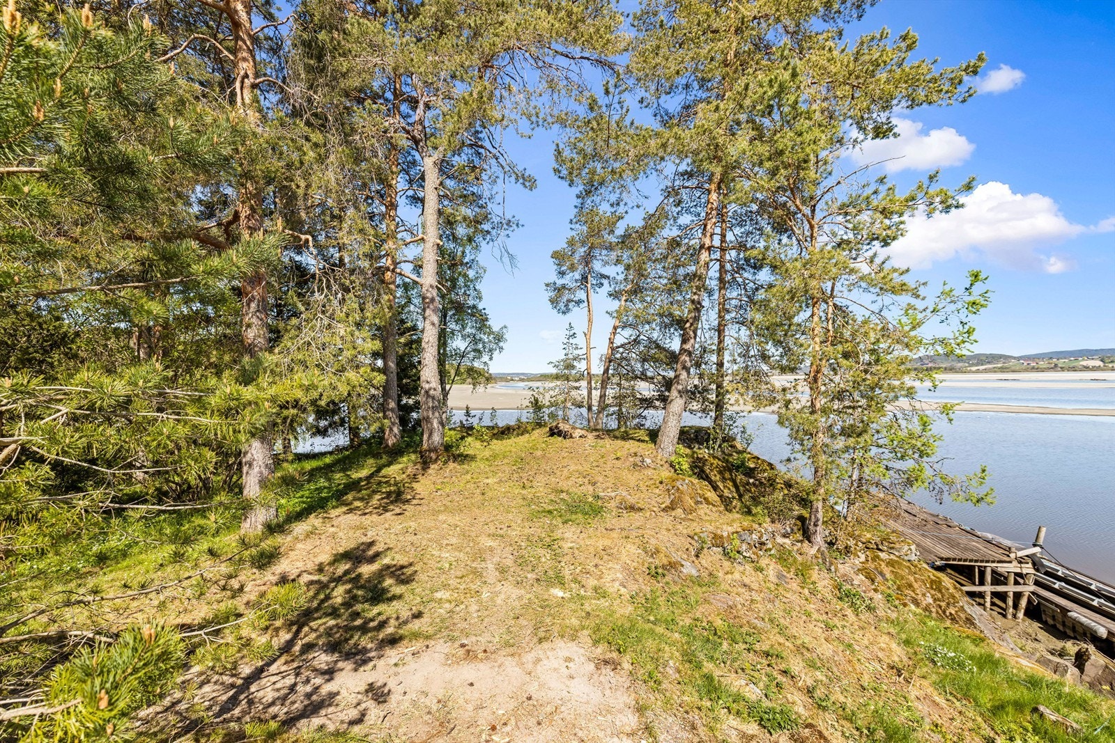 Naturtomten gir en følelse av å være for seg selv, med trær og frodig vegetasjon. Galleribilde