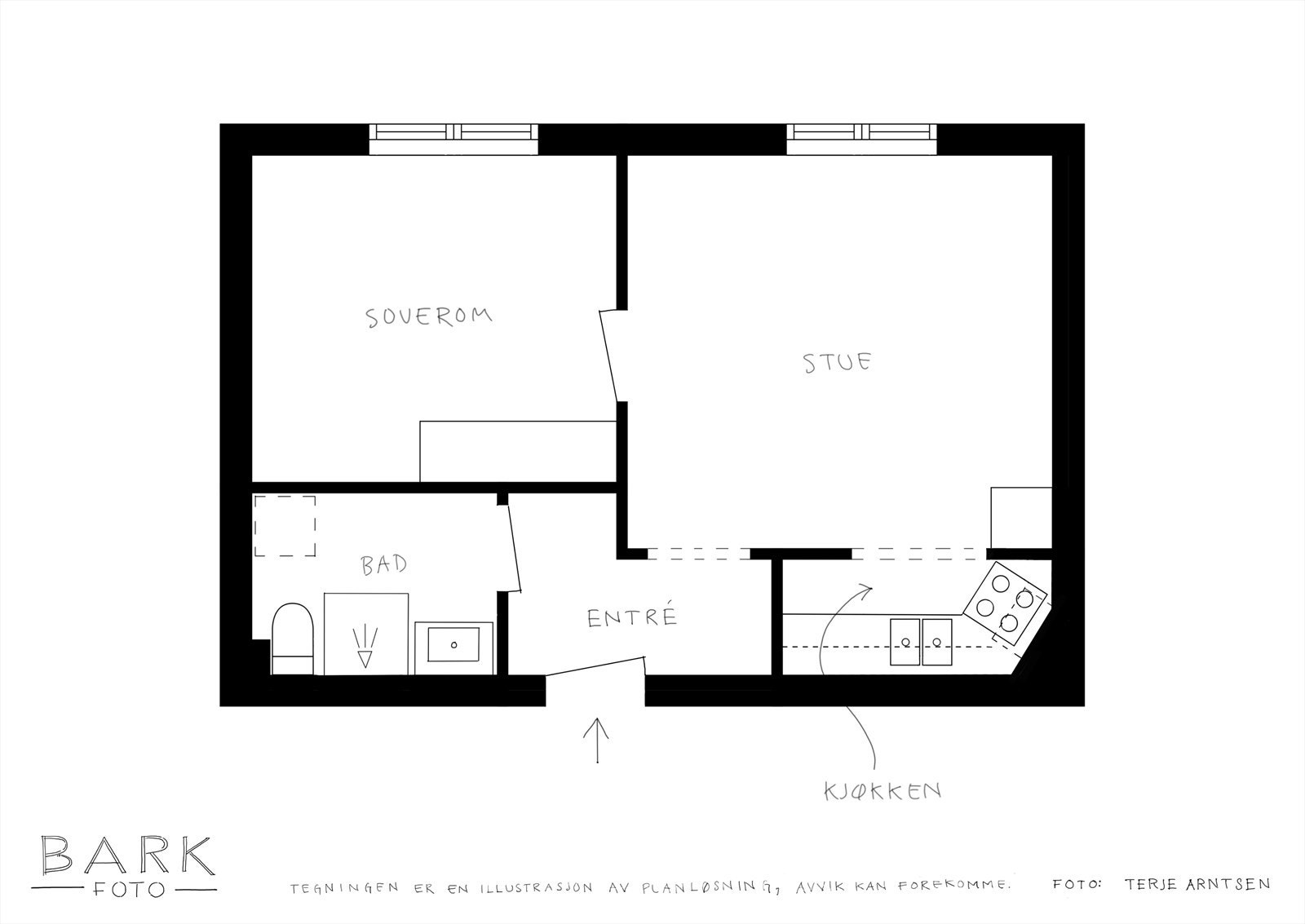 - Plantegning (i tillegg har leiligheten en ekstern bod i kjeller) - Galleribilde
