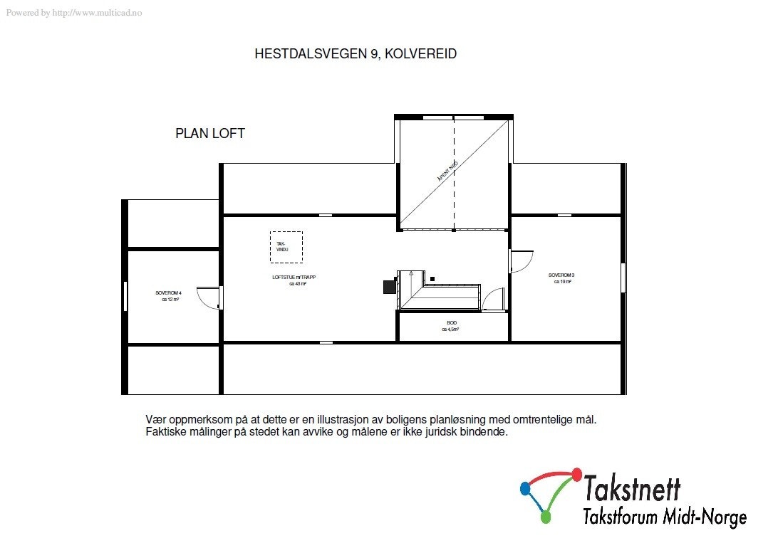Hestdalsvegen 9 - plan loft. Galleribilde