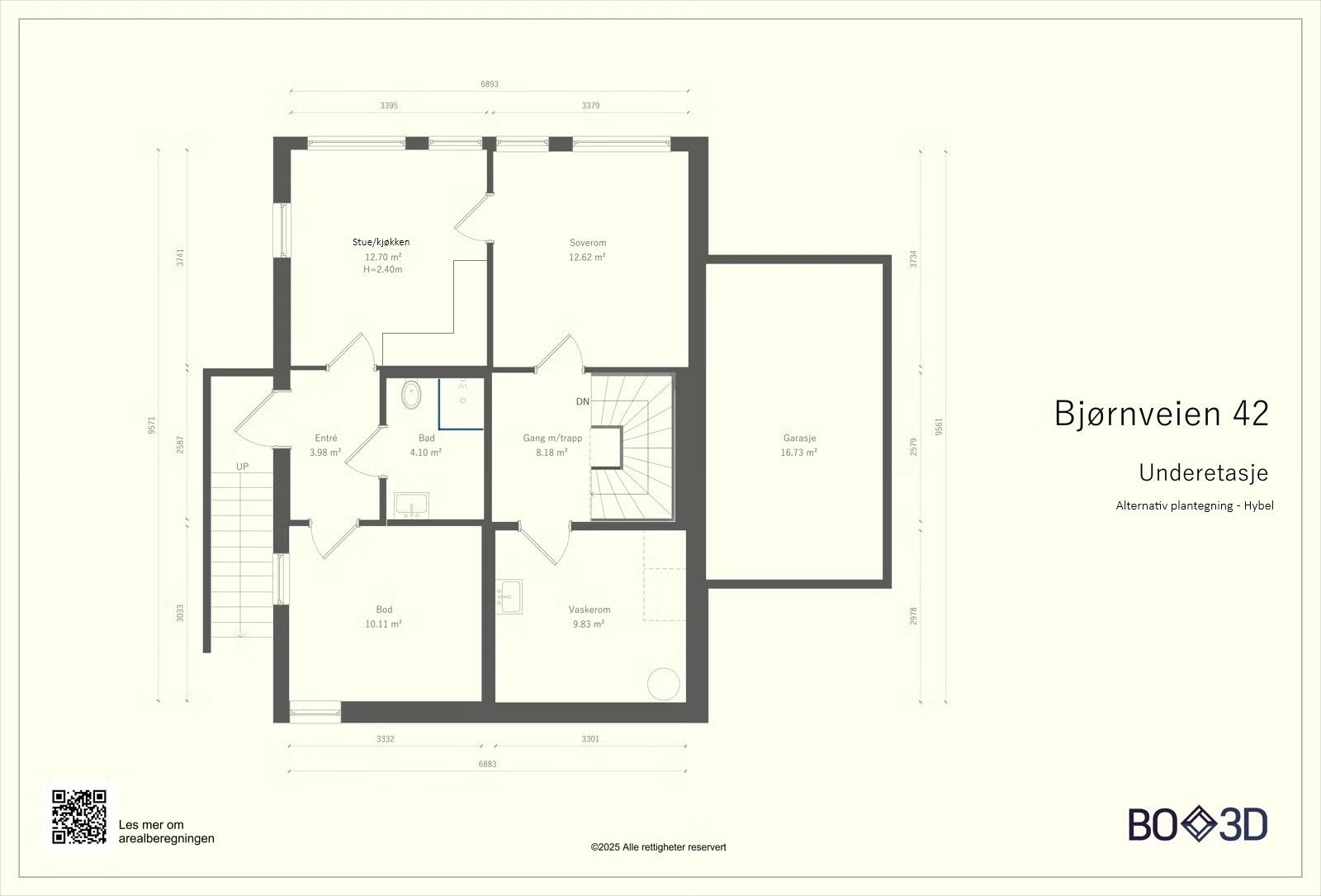 Alternativ plantegning - hybel Galleribilde