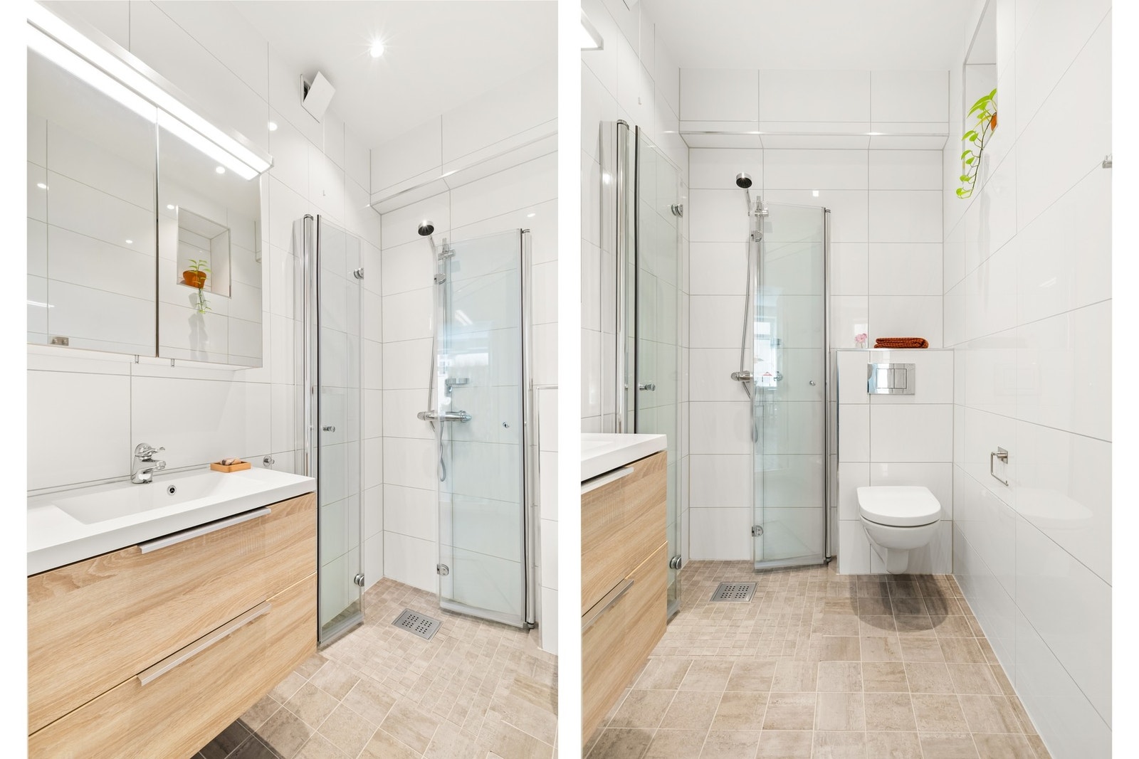 Det lekre badet inneholder alt man trenger for en praktisk enkel hverdag. Galleribilde