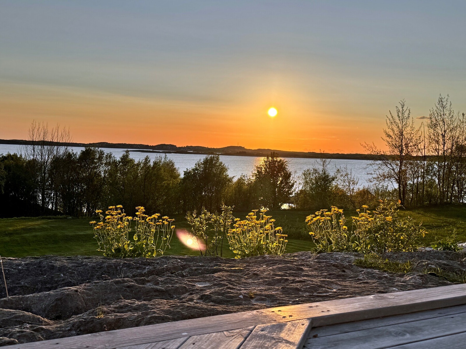 Nyt kveldssolen fra terrassen. Galleribilde