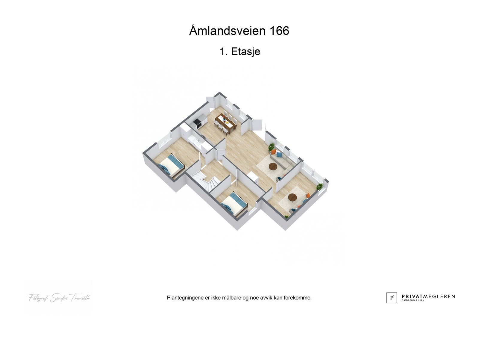 3D plantegning 1.etg. laget av fotograf Galleribilde