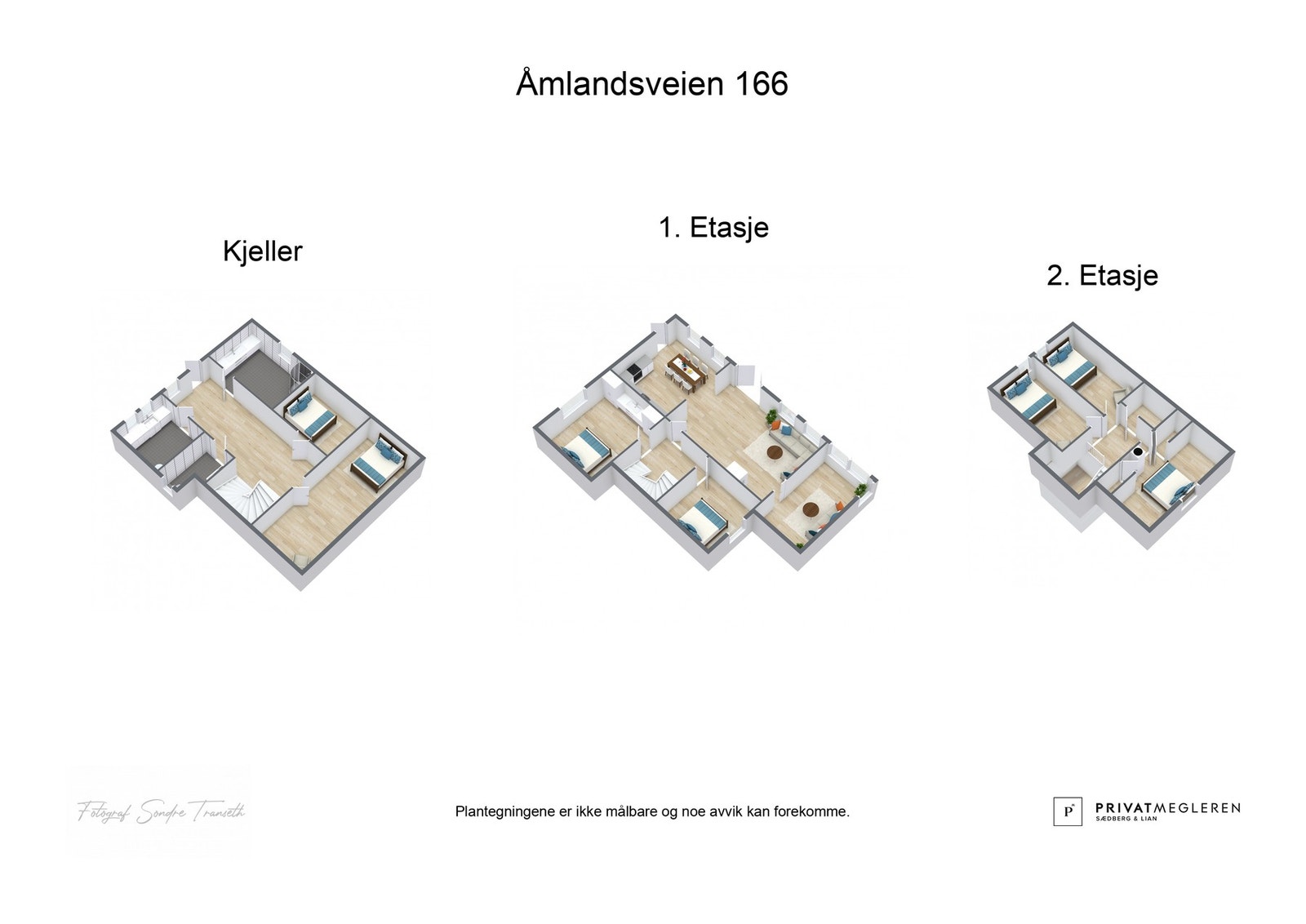 3D plantegning alle etasjer - laget av fotograf Galleribilde