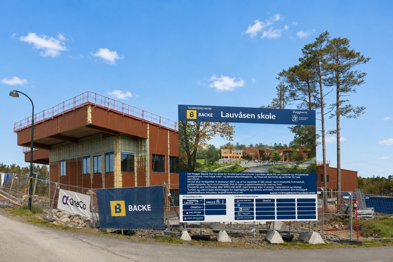Nye Lauvåsen skole er under bygging like borte i veien for boligen og er planlagt ferdig til skolestart i 2027! Galleribilde