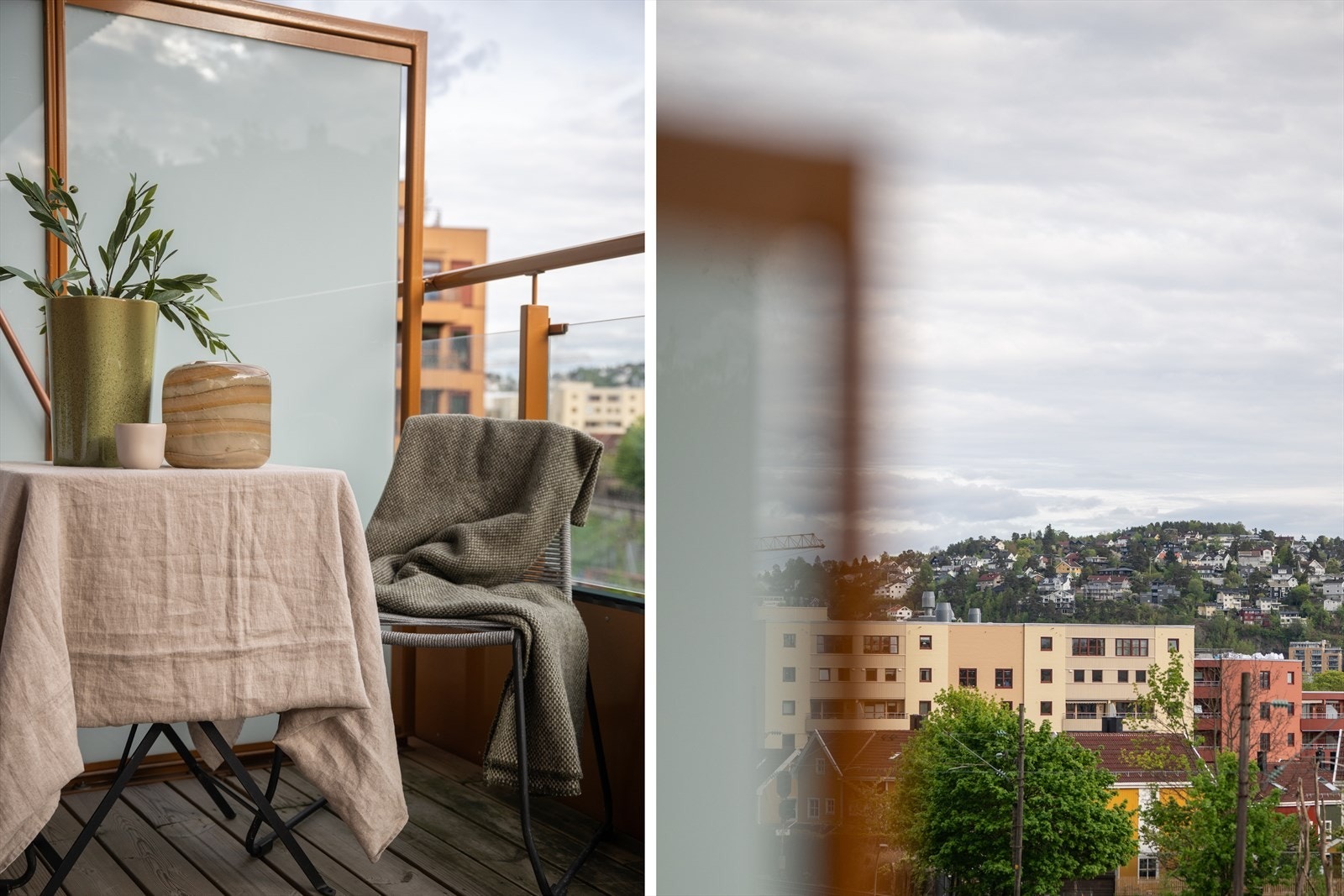 Fra balkongen er det utsikt mot bebyggelsen på Ekeberg - forbi takene på Kampen Galleribilde