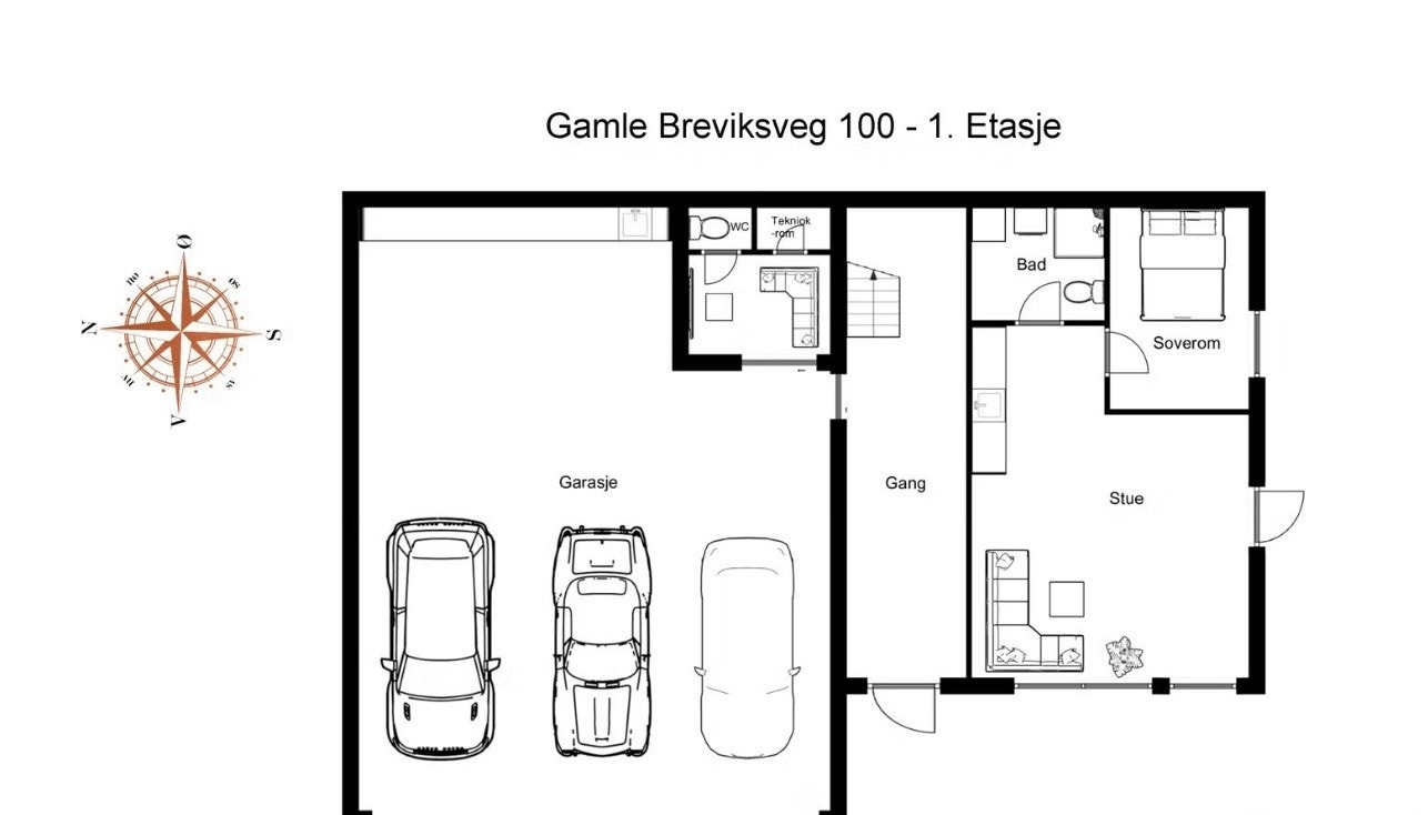 Plantegning 1.etg. Galleribilde