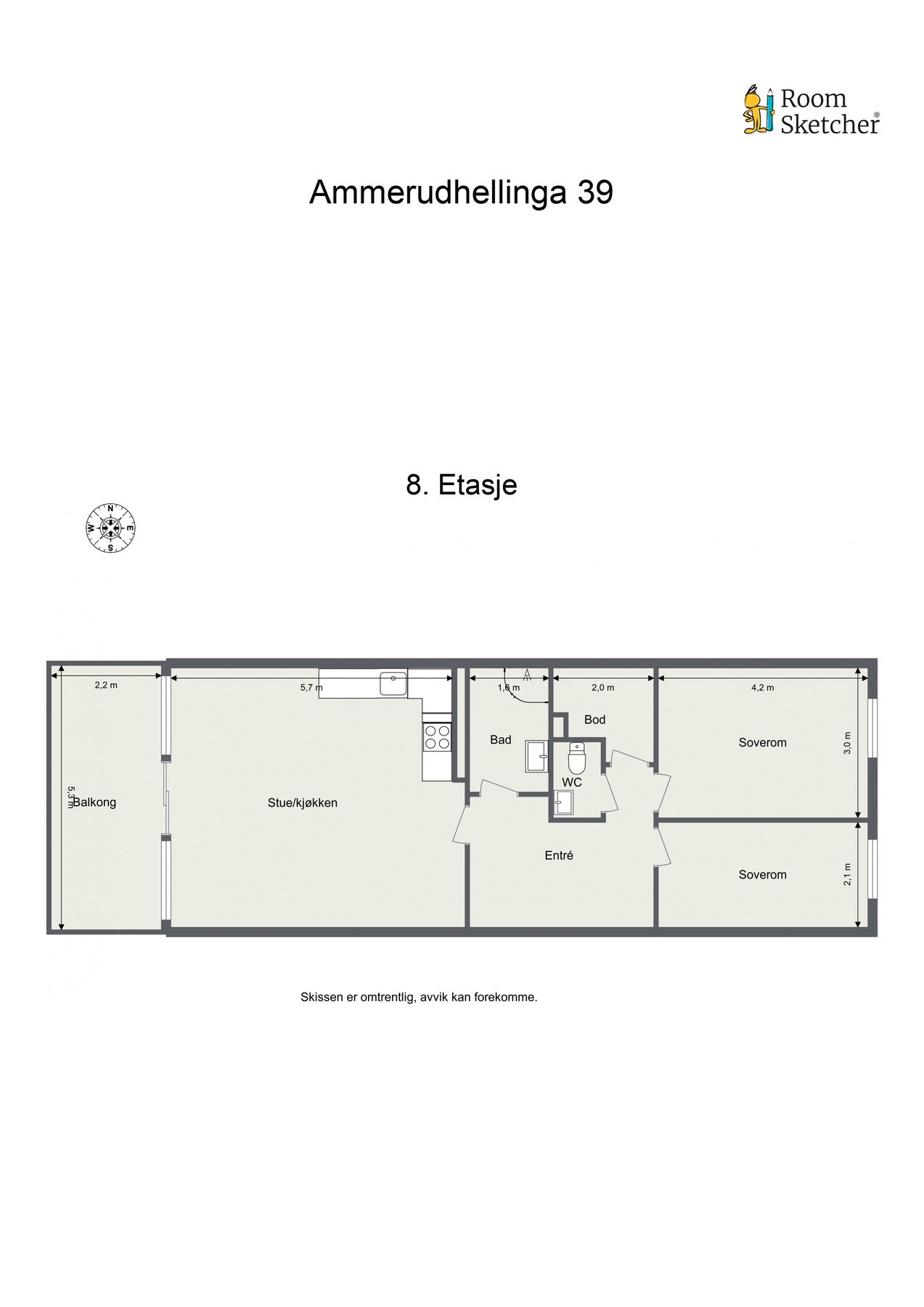 Målsatt plantegning. Galleribilde