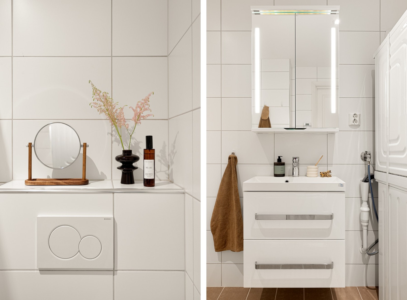 Her er det vannrør i rør-i-rør system og baderomstermostat med smartere styring. Galleribilde