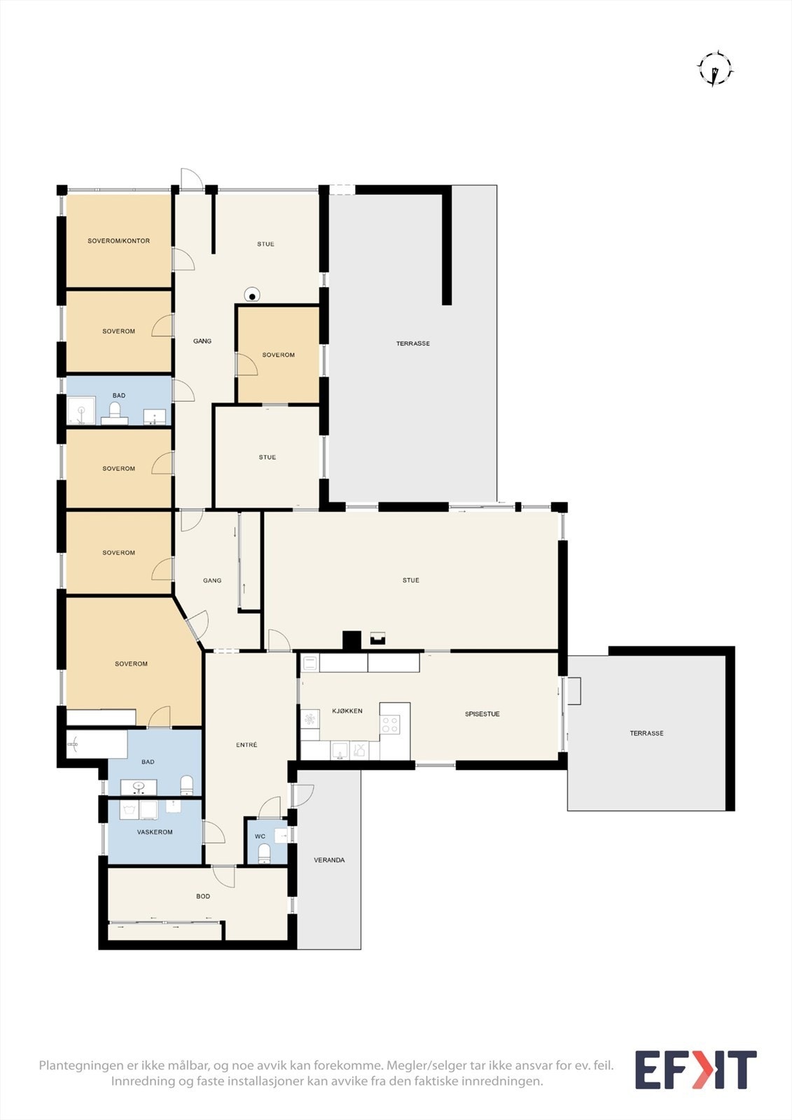 Gjennomtenkt planløsning med alle rom på ett plan. Galleribilde
