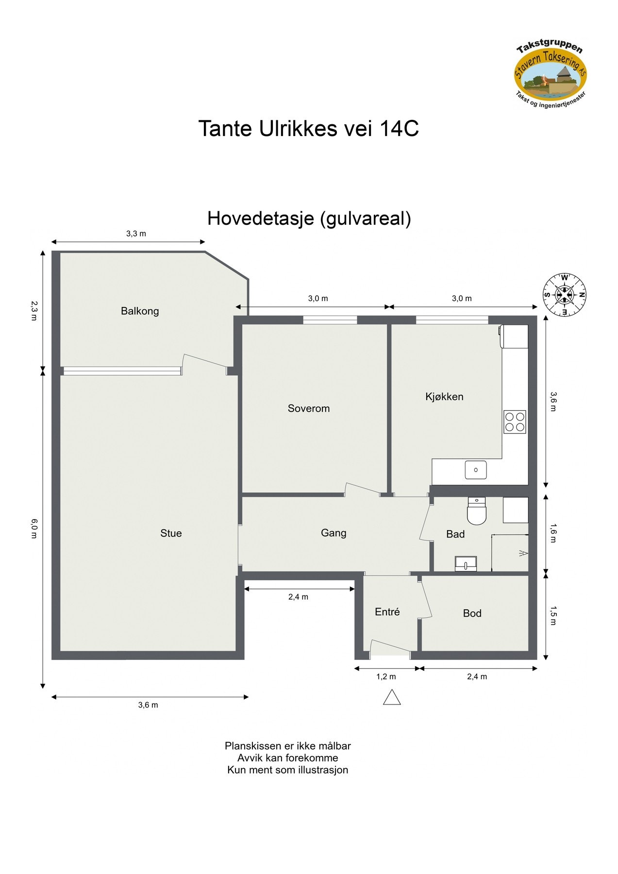Målsatt plantegning. Galleribilde