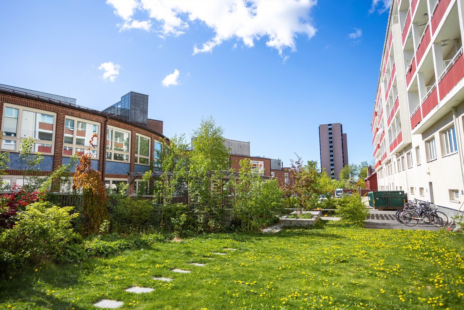 Aksjelaget har en frodig og hyggelig bakgård med flott beplantning og sittegrupper. Galleribilde