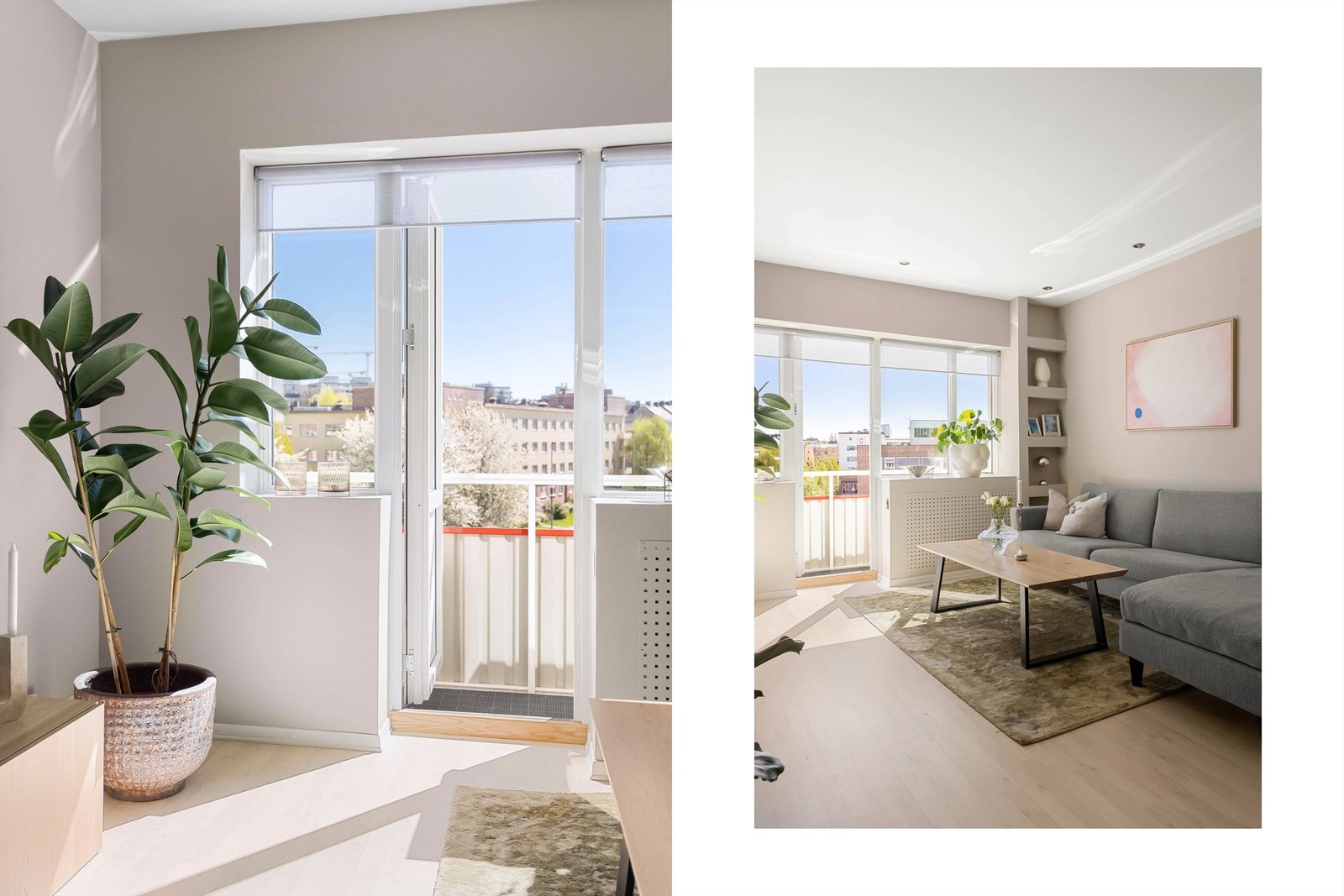 Direkte utgang fra stuen til balkongen via en balkongdør med 2-lags isolerglass. Galleribilde