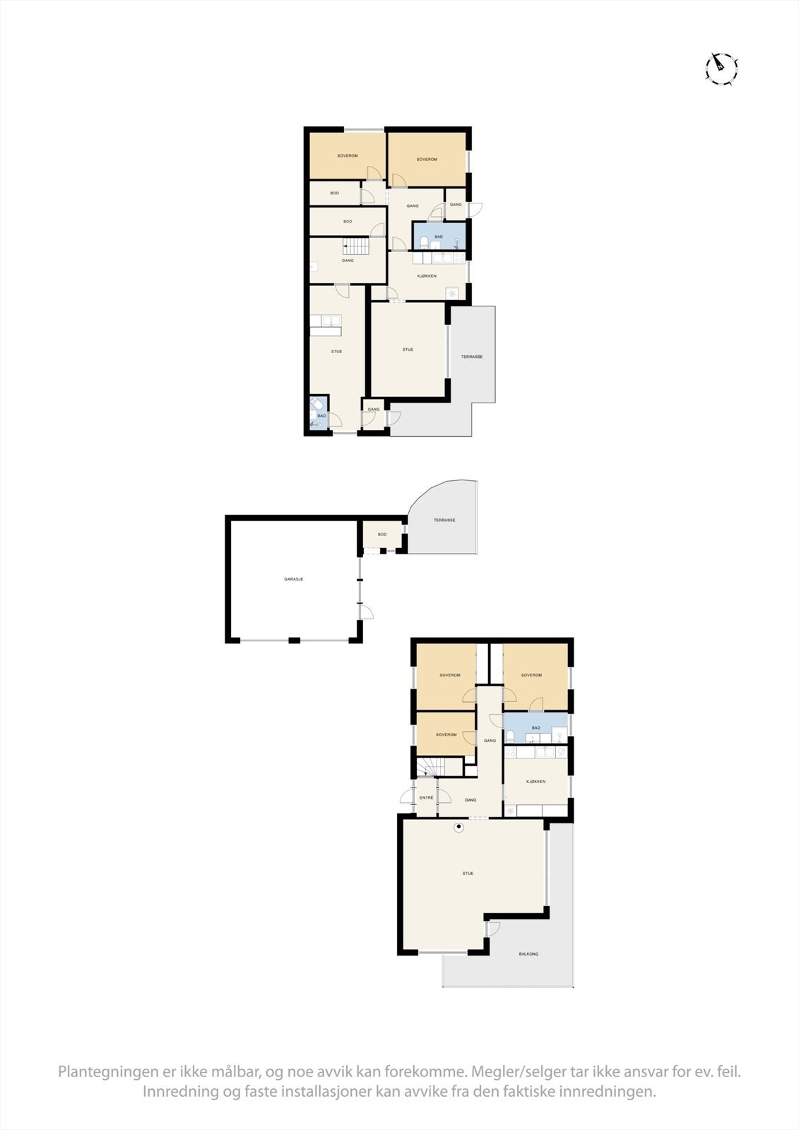 Plantegningene gir en oversikt over boligens to plan. Galleribilde