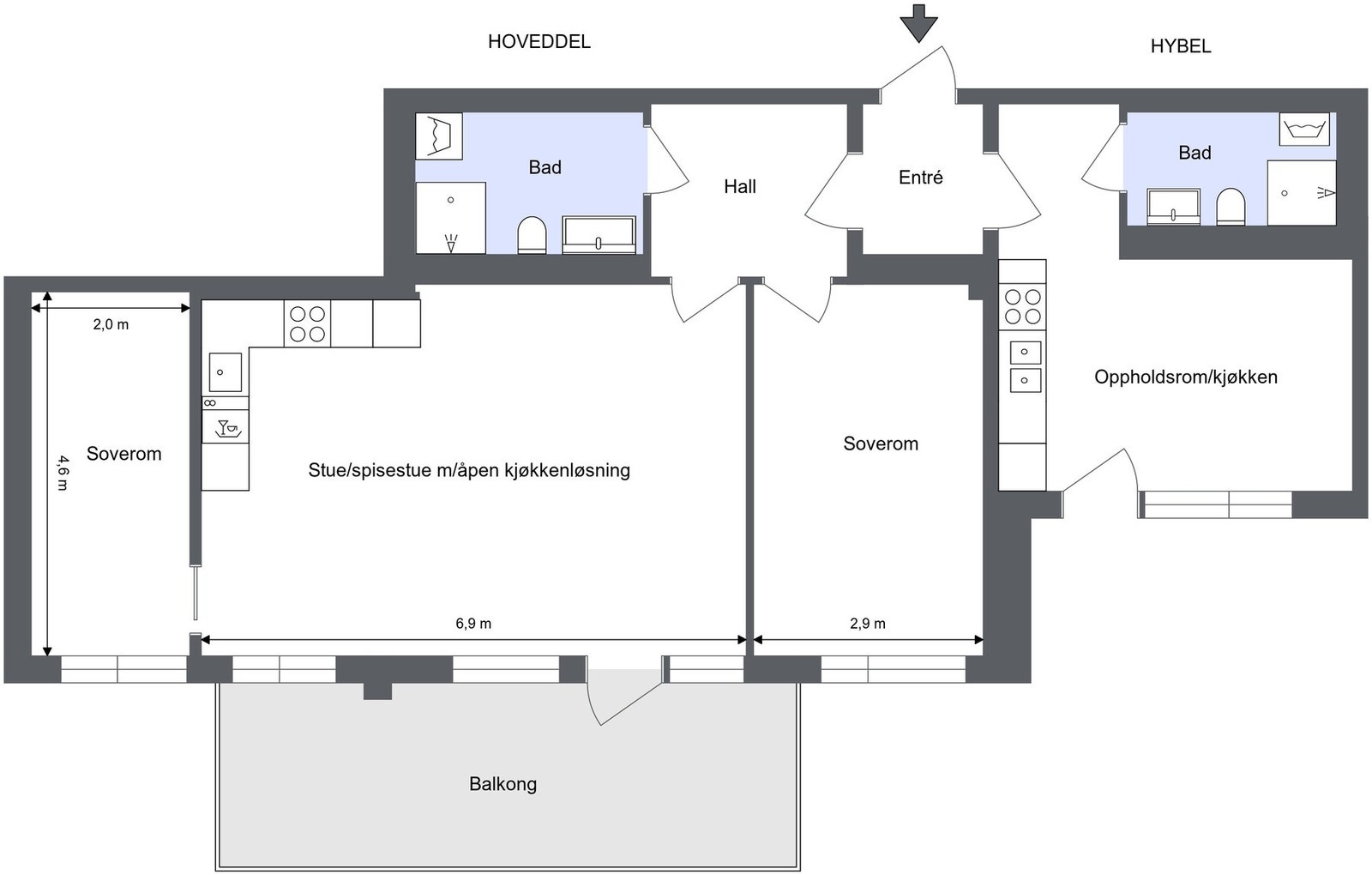 Vi begynner med plantegningen for å orientere oss litt. Galleribilde