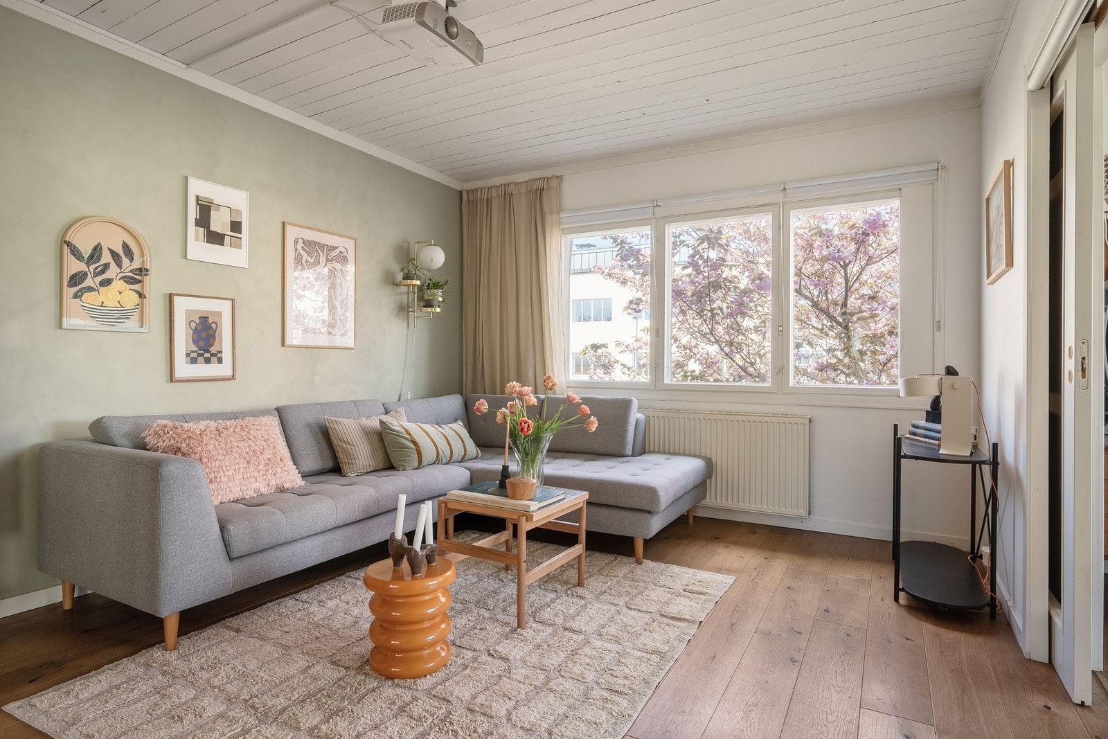 Stuen er av god størrelse med plass til sofa og tilhørende mediemøbler. Galleribilde