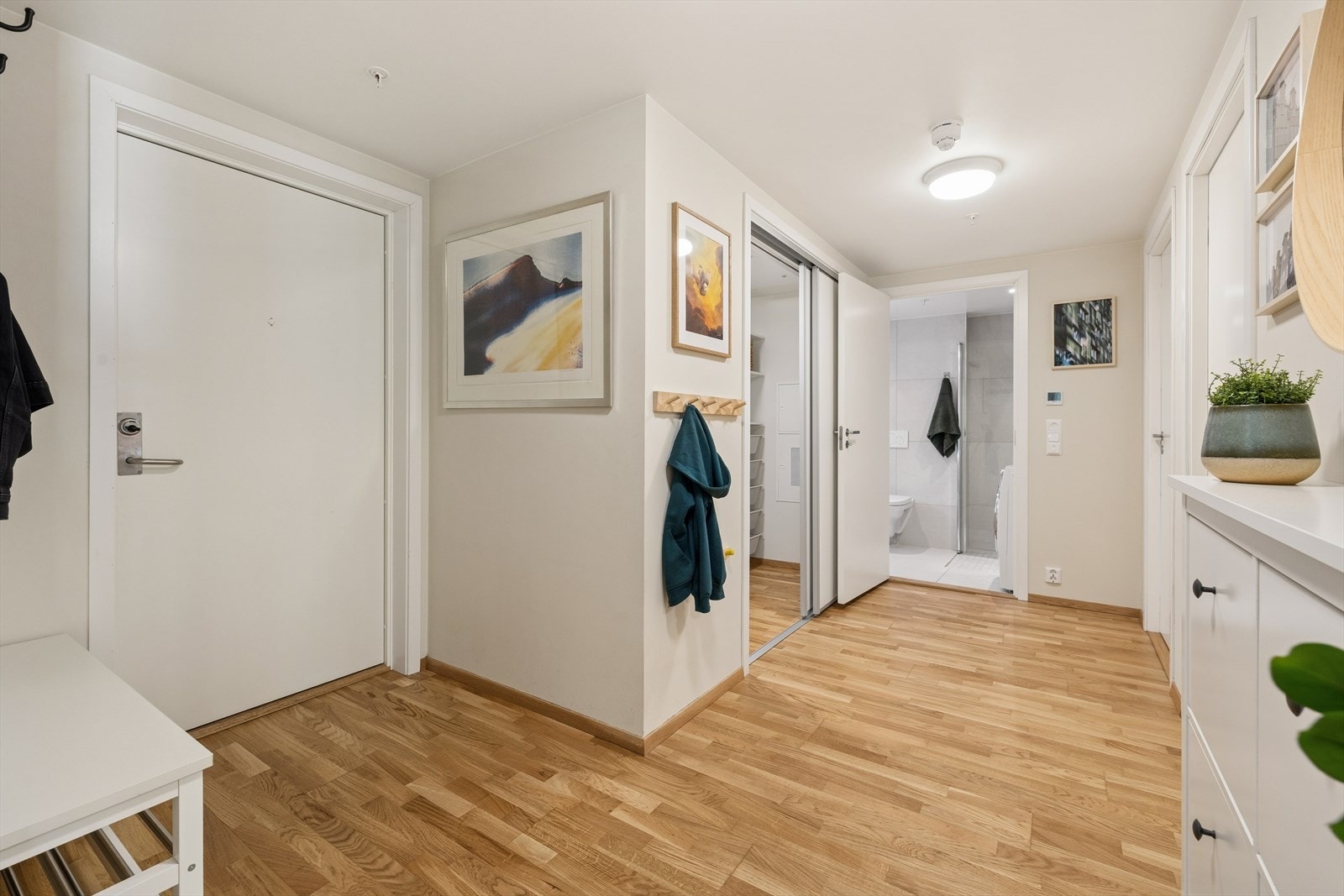 Her ønskes du velkommen inn i en entré med god plass til å henge fra seg ytterklær. Galleribilde