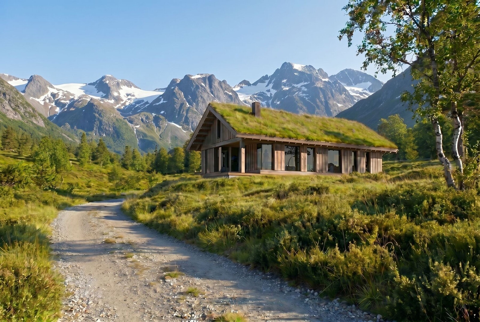 Vy hyttene glir godt inn i landskapet. Her et illustrasjonsfoto av Vy23. I annonsen er en større modell, Vy25BT priset Galleribilde
