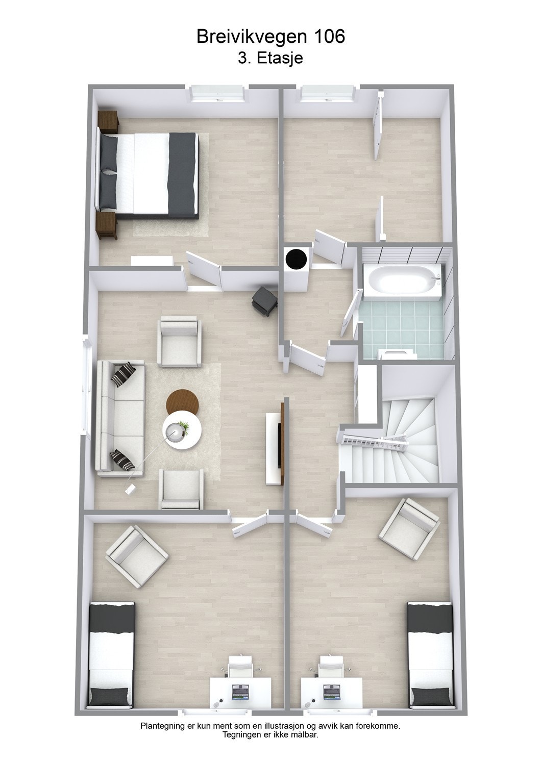 Plantegning 3D 3. etasje Galleribilde
