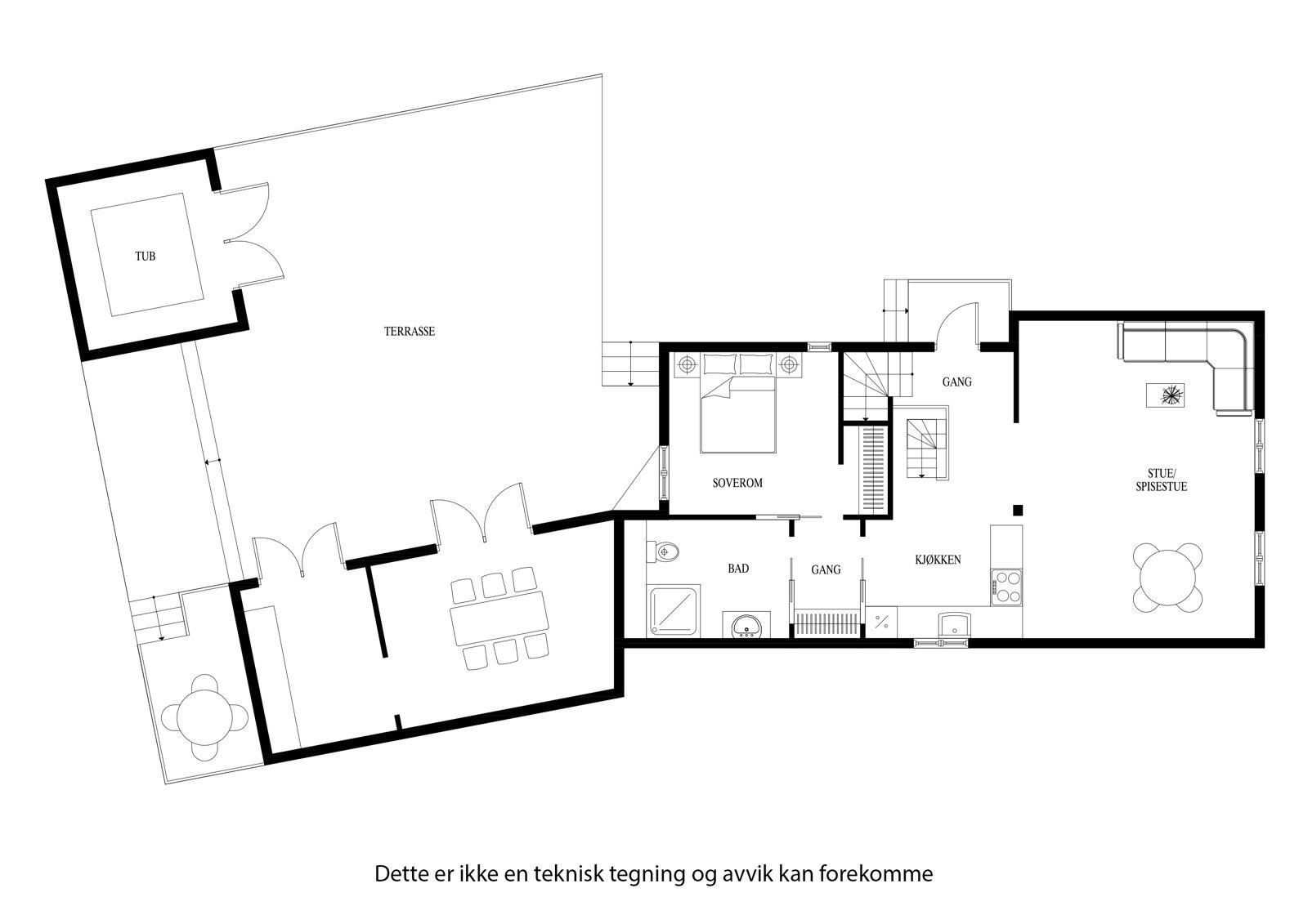 Planløsning 1 etg Galleribilde