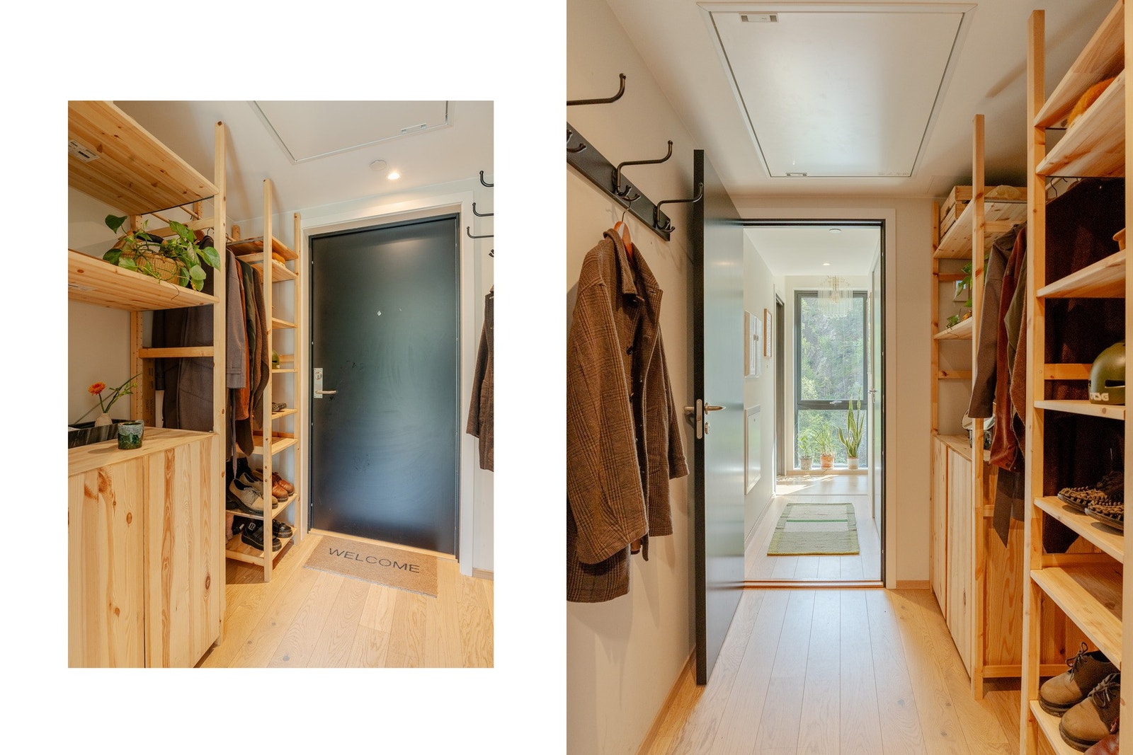 Innbydende entré med god plass til oppbevaring av yttertøy og sko. Galleribilde