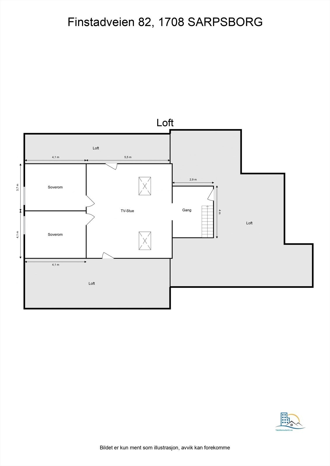 Veiledende skisse av loftsetasje. Galleribilde