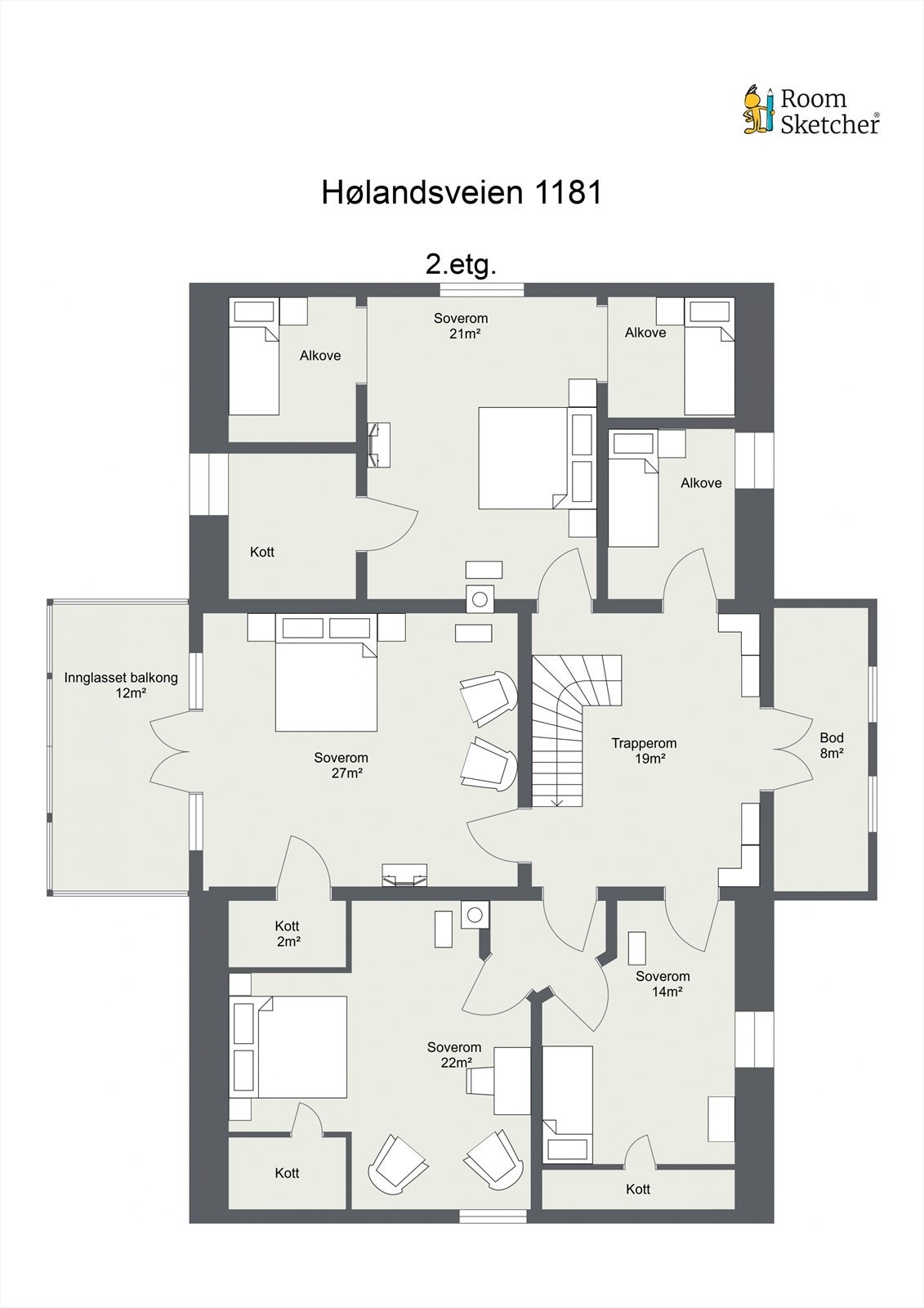 Plantegning 2. etasje våningshus Galleribilde