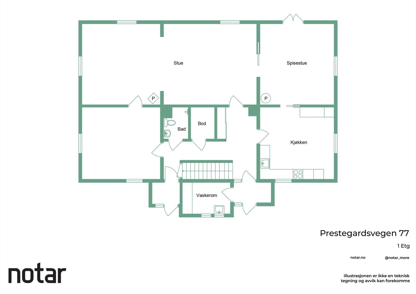 Plantegning Prestegardsvegen 77 - hovedetasje Galleribilde