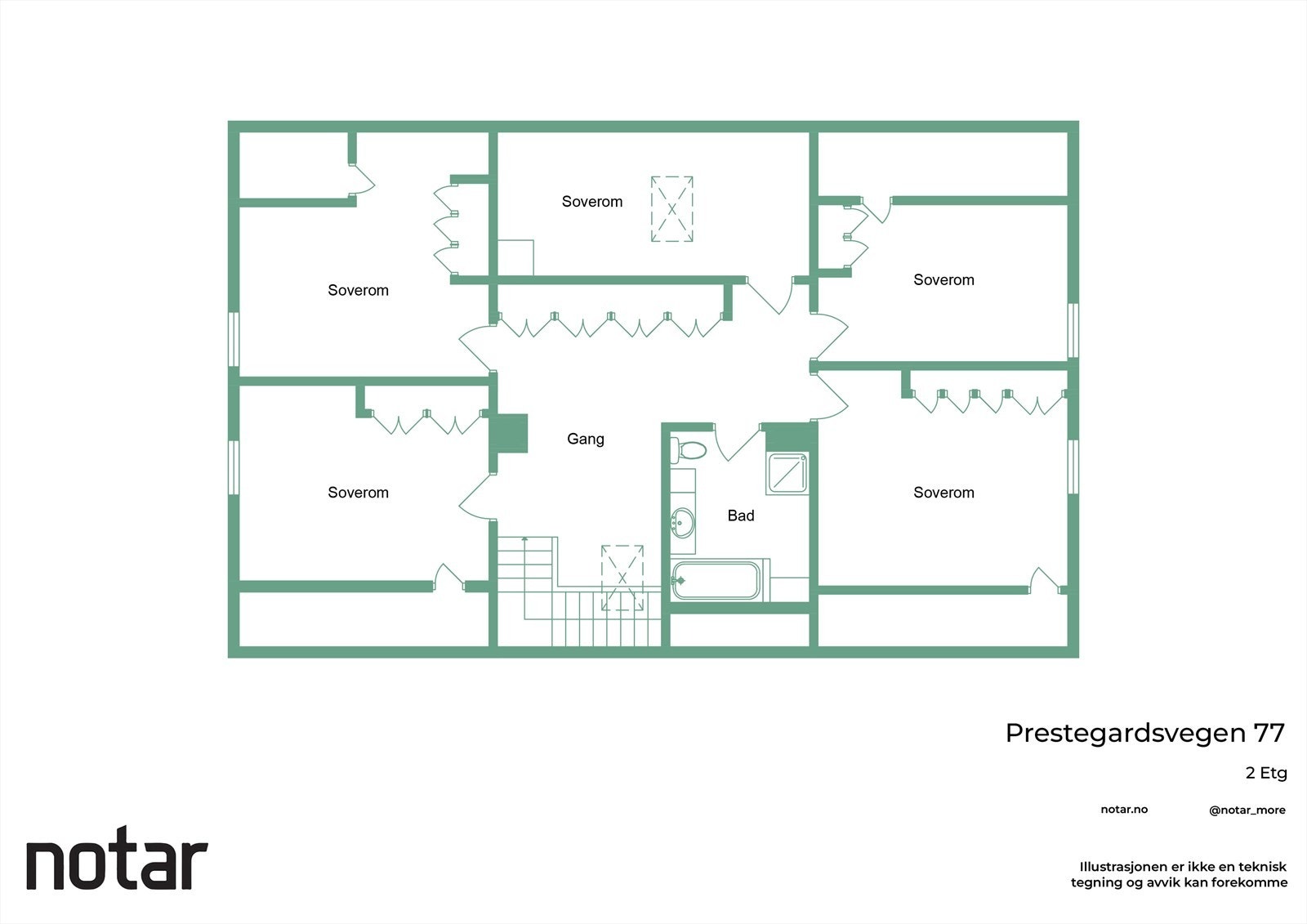 Plantegning Prestegardsvegen 77 - loft Galleribilde