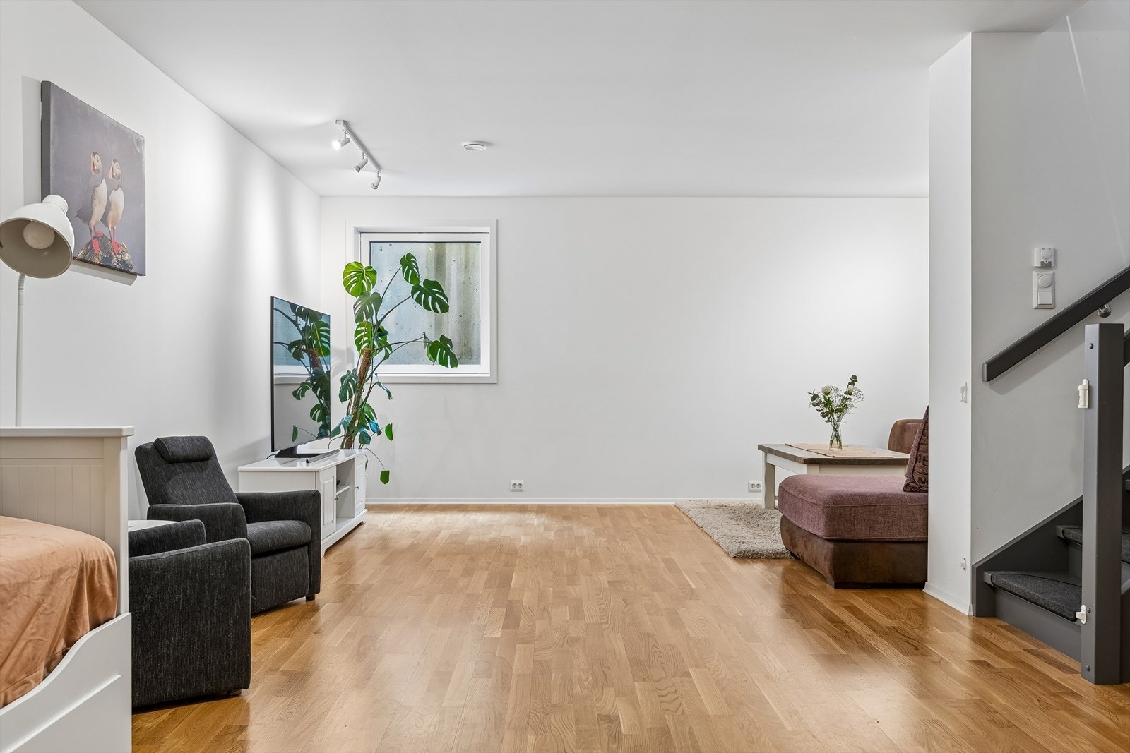 Her har du en stor og åpen kjellerstue på 36m². Galleribilde