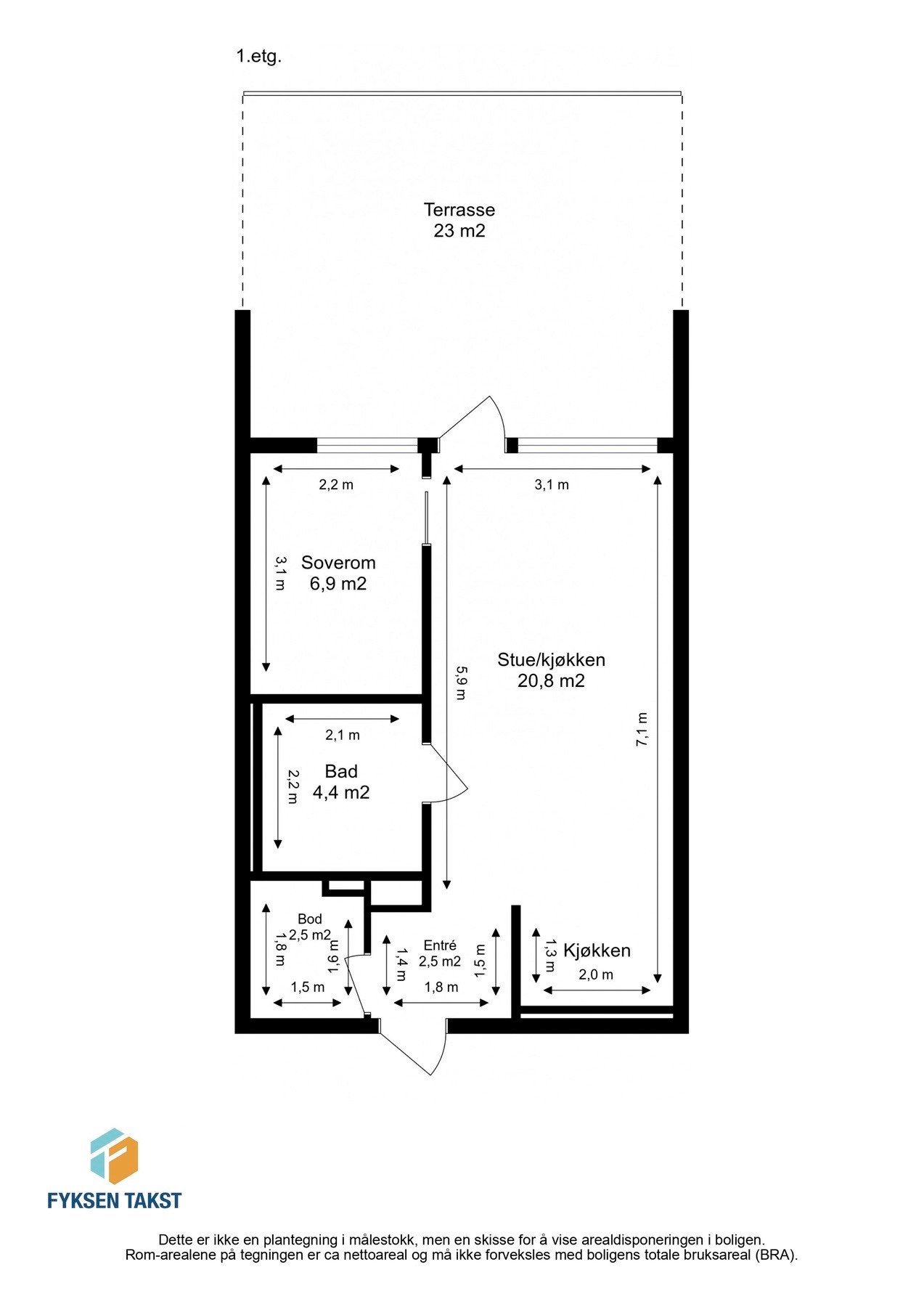 Målsatt planskisse. Galleribilde