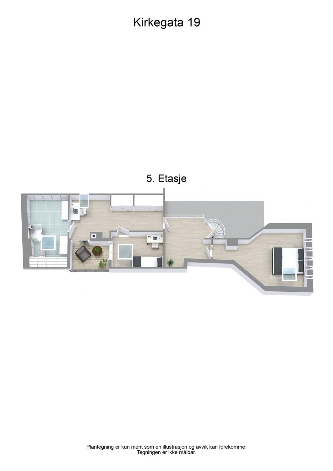 Kirkegata 19 - 3D - 5. Etasje Galleribilde