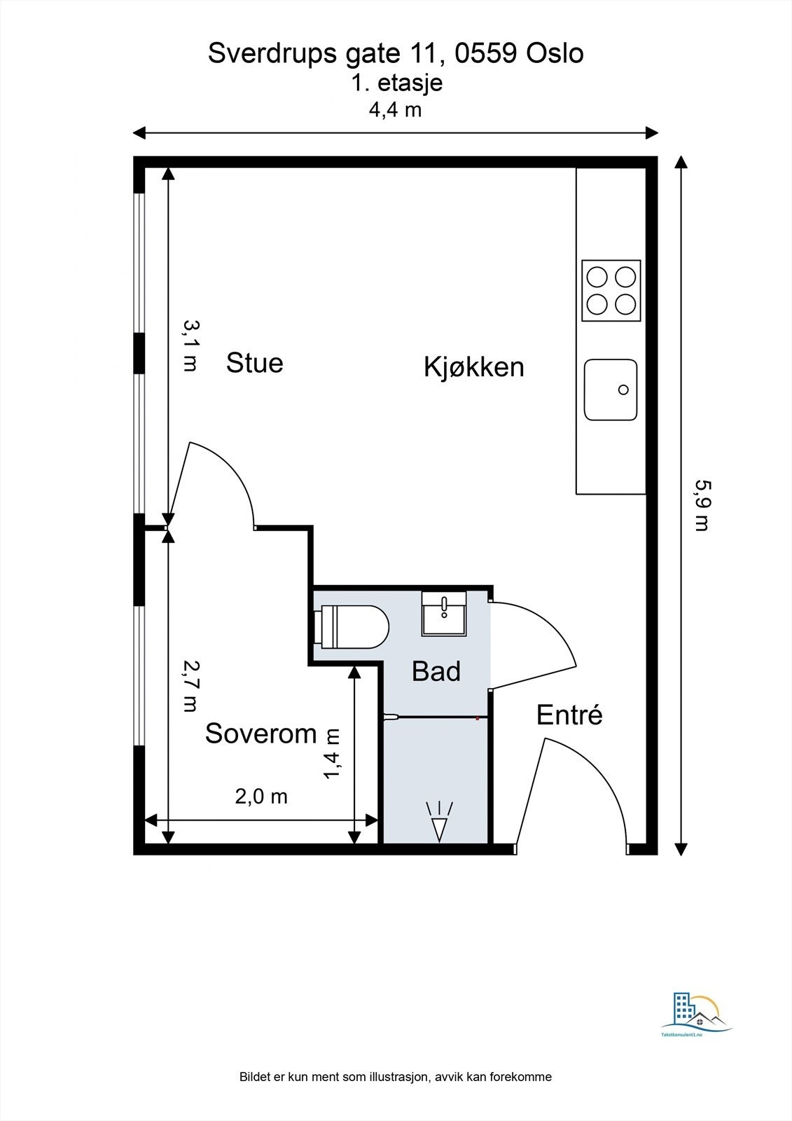 Leiligheten har en kvadratsmart planløsning der hver kvadratmeter er utnyttet til det fulleste. Galleribilde