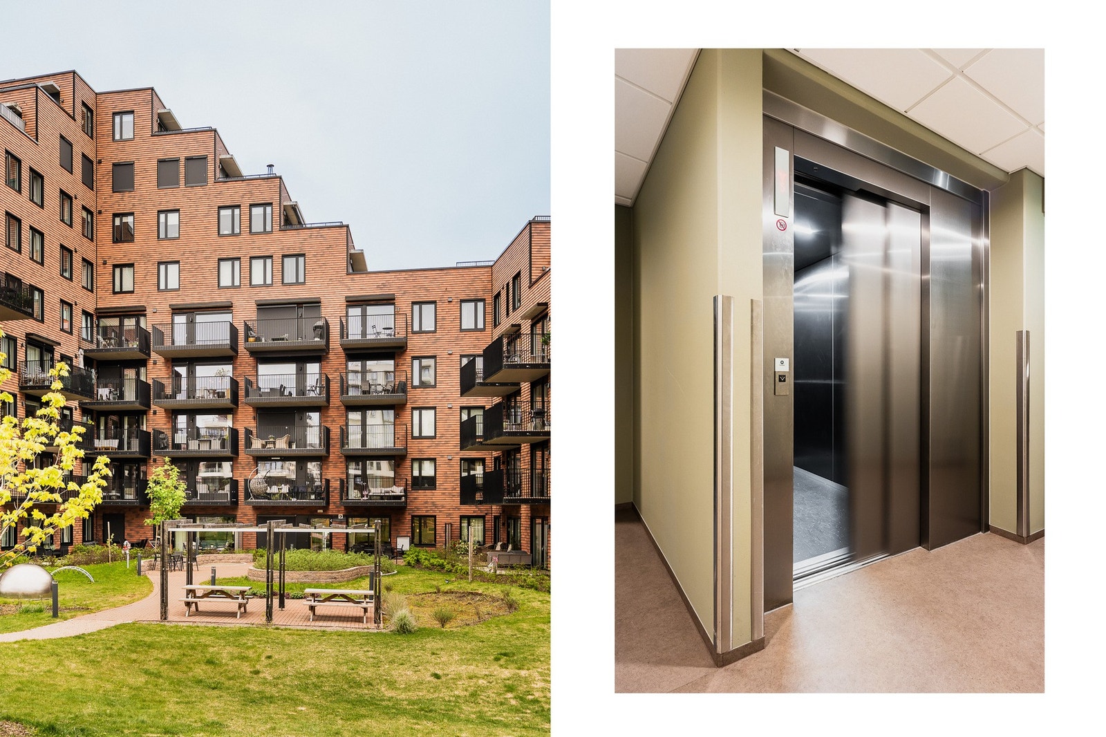 Moderne bygg med heis og enkel adkomst til leiligheten og Plussbolig-fasilitetene. Galleribilde