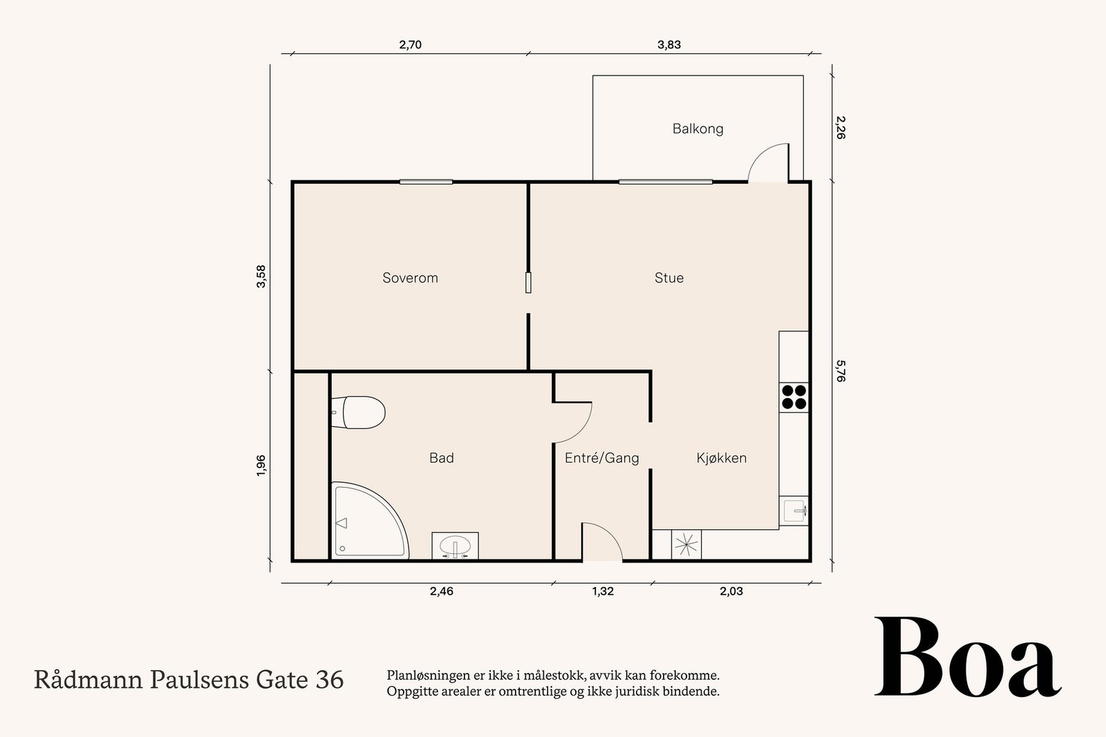 Det medfølger i tillegg balkong på 7m² og en kjellerbod på ca 5 m². Galleribilde