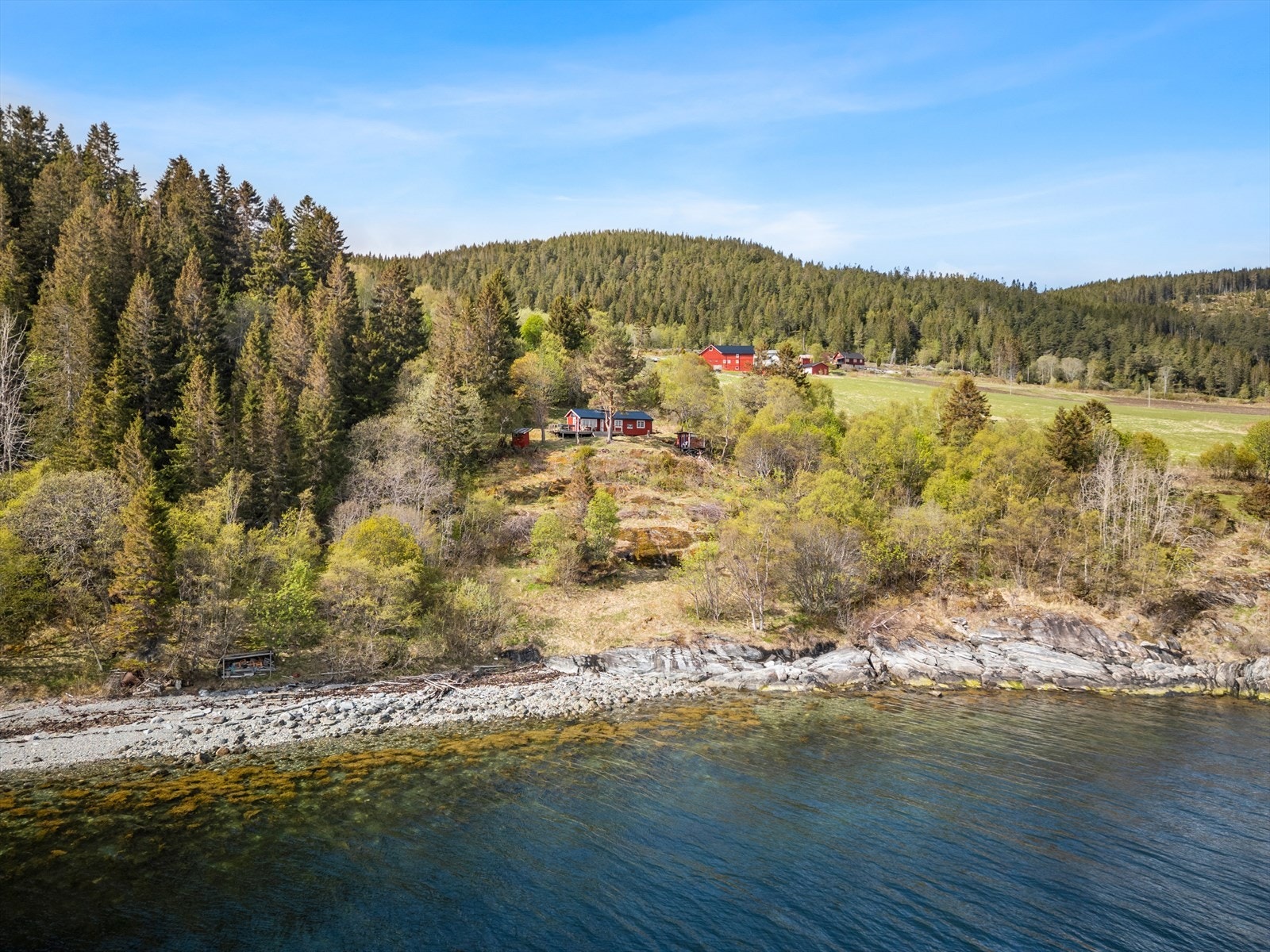 Eiendommen gir gode friluftsmuligheter med tinglyst rett til egen bukt/badestrand. Galleribilde