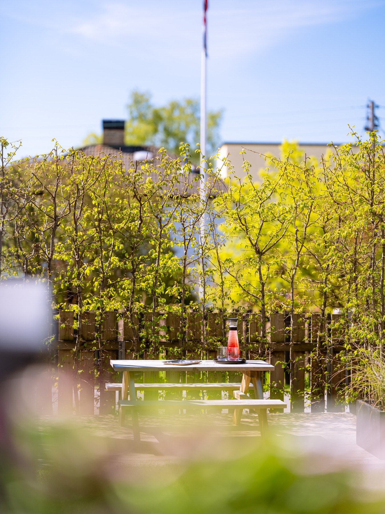 Nedenfor hagen finner du boligens frittstående platting som gir fint med plass for møblement, beplantning og solskjerming. Galleribilde
