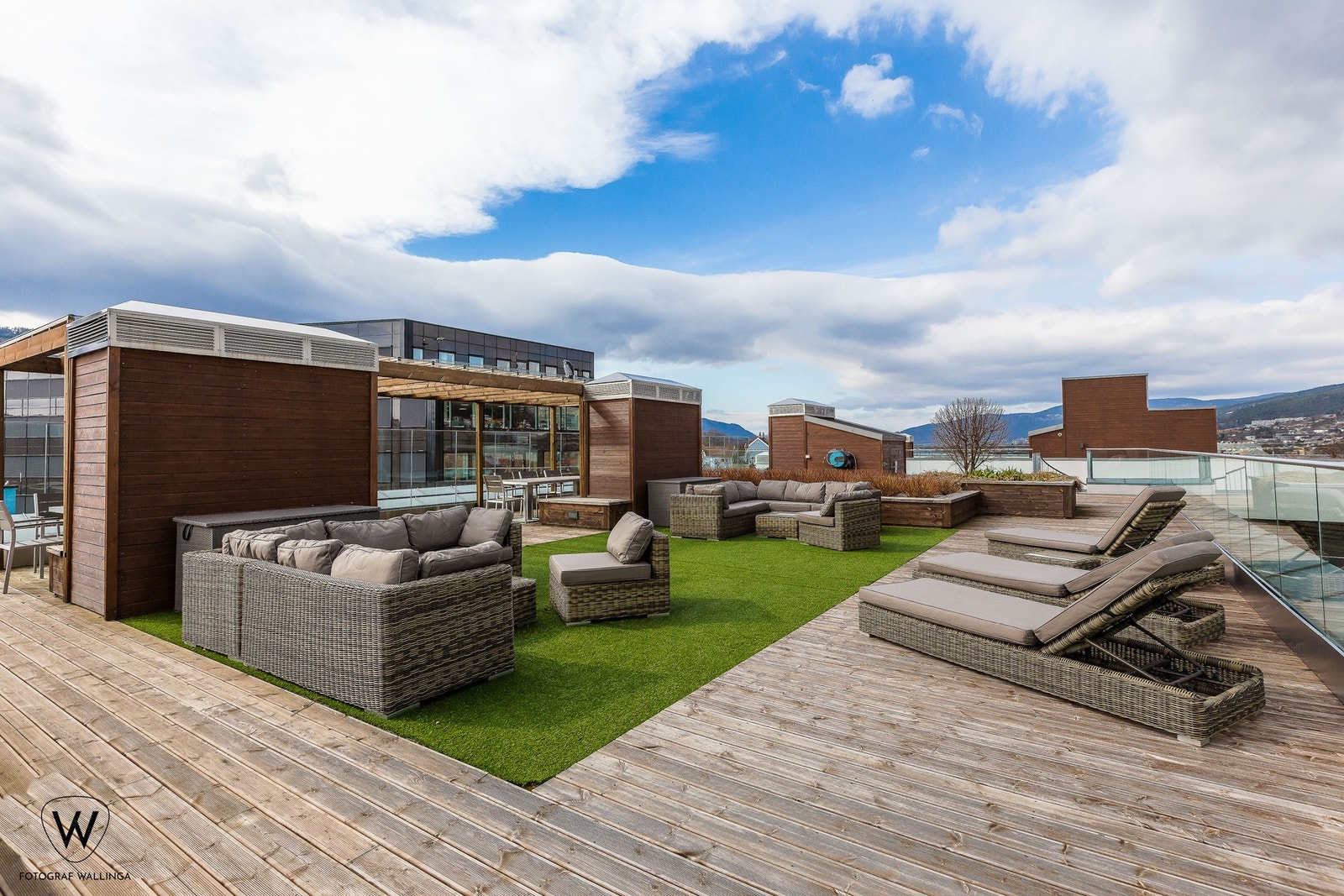 Felles takterrasse med panorama-utsikt over Drammen by Galleribilde