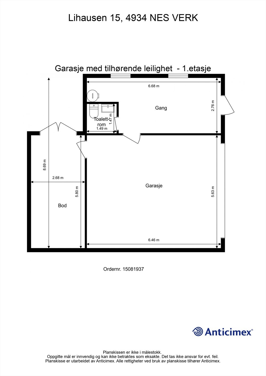 Plantegning garasje 1 etasje Galleribilde