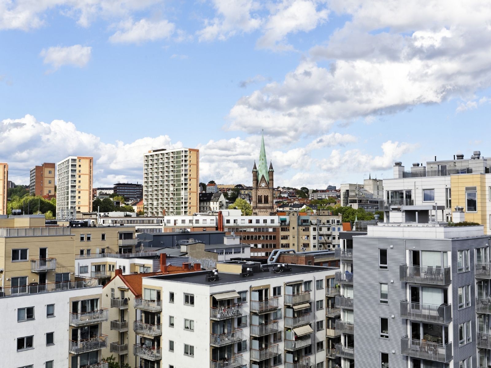 Utsikt fra felles takterrasse. Galleribilde