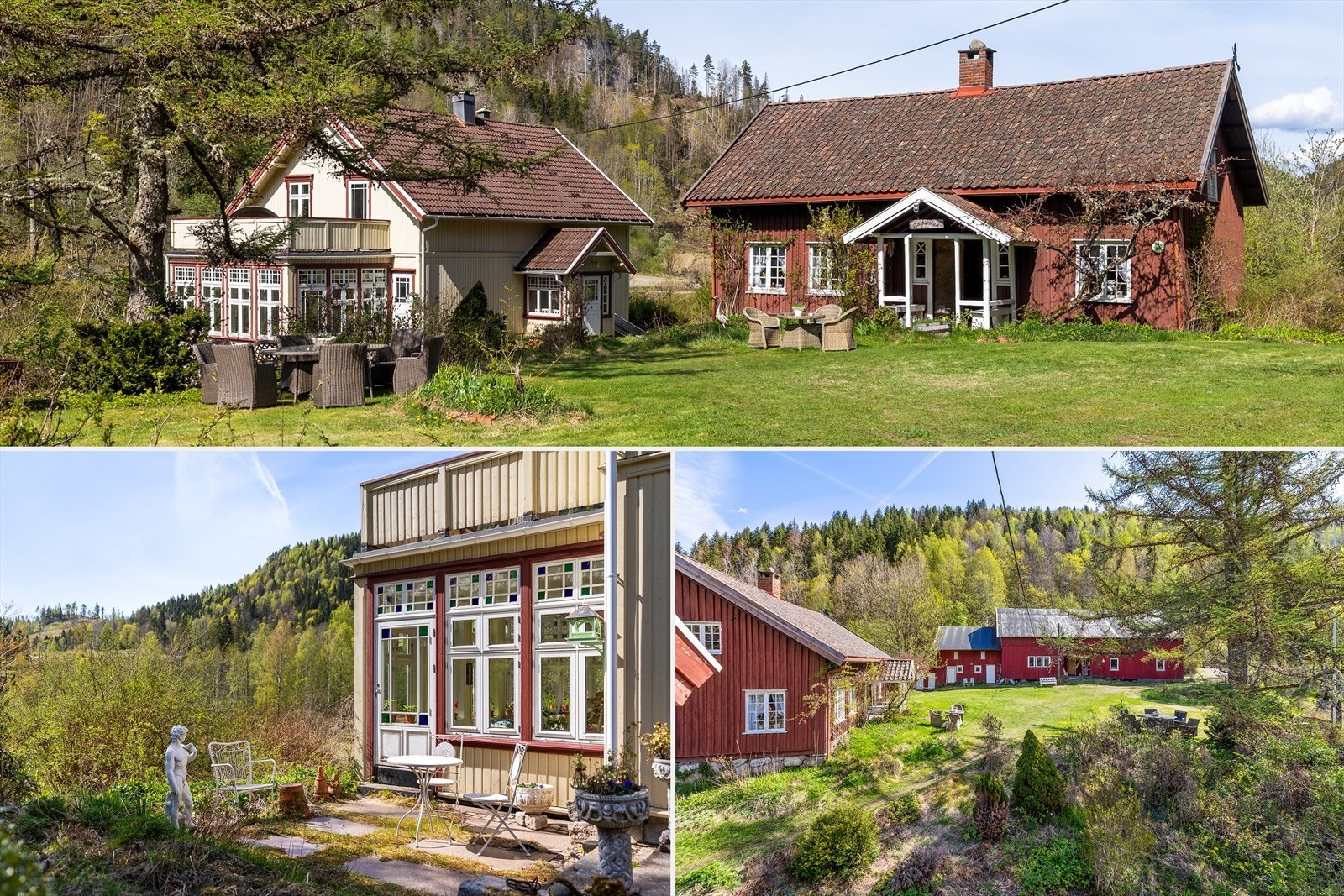 Eiendommen består blant annet av våningshus, gamlestua og låve som rommer både lager, atelier, butikk og produksjonslokale for tørking av urter. Galleribilde