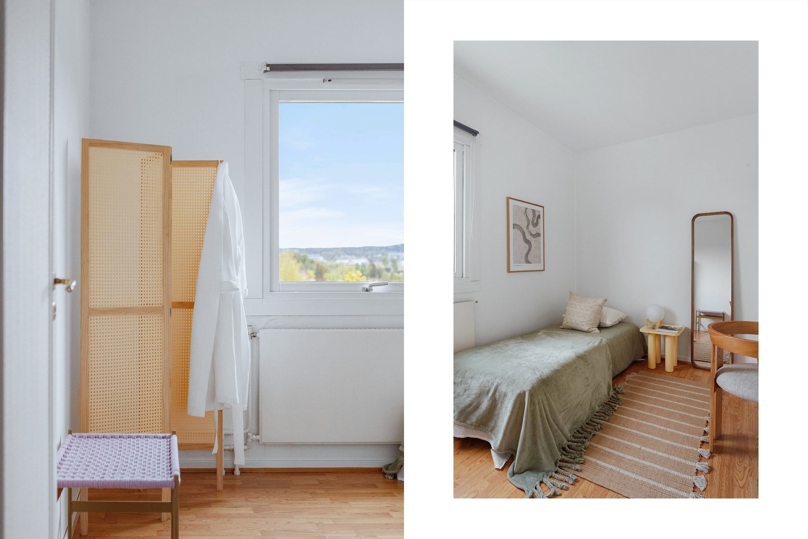 Også dette rommet har laminat på gulvet og vender mot rolige omgivelser. Galleribilde